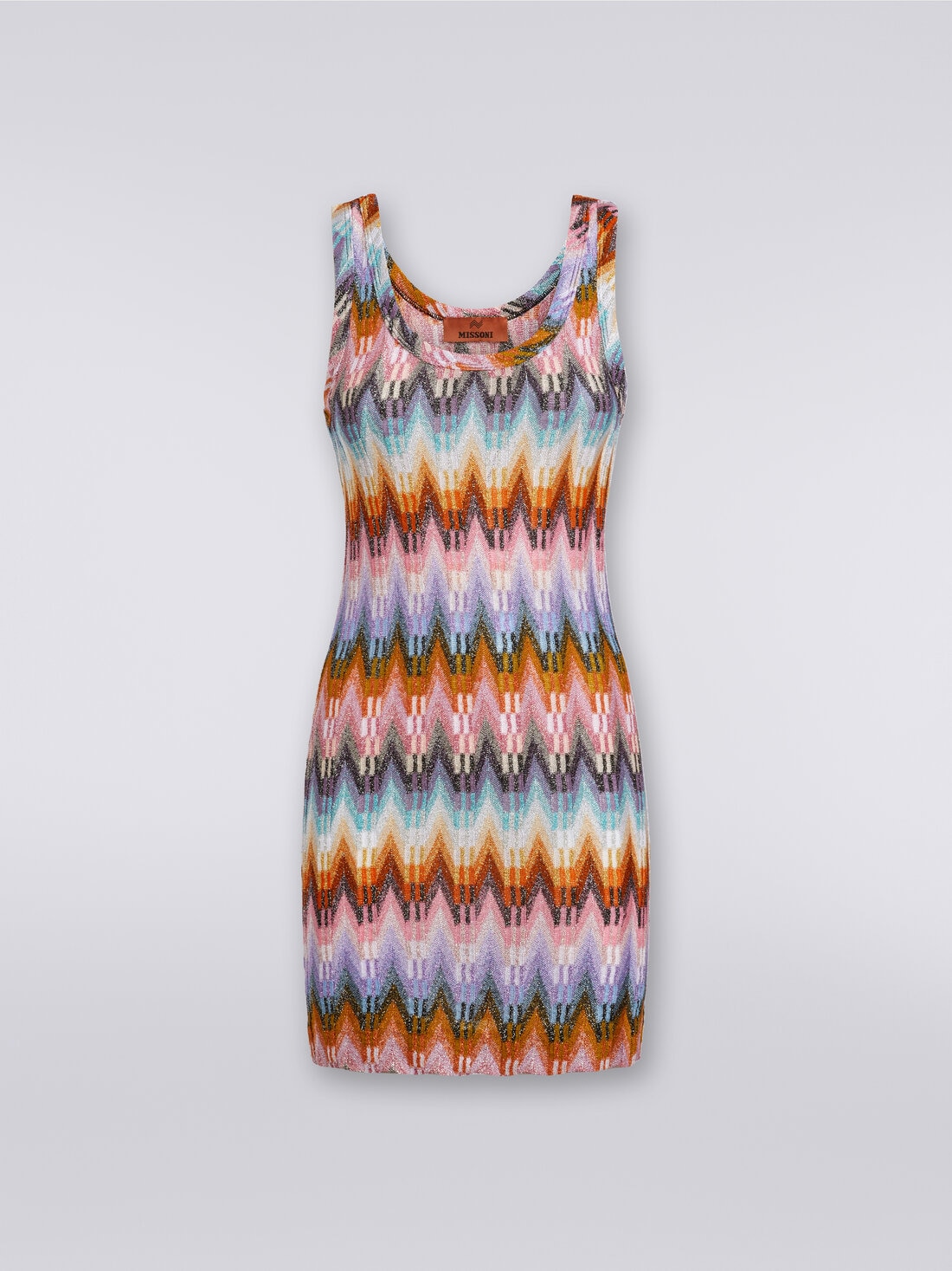 Sleeveless viscose zigzag mini dress with lurex, Multicoloured  - DS24SG53BR00Y5SM9CP - 0