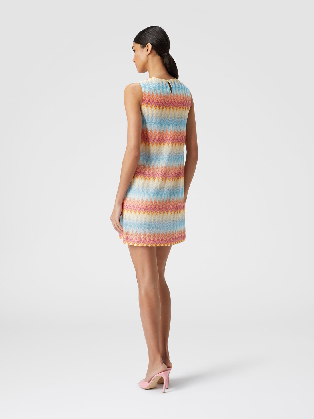 Dress in viscose with zigzag pattern, Multicoloured  - DS24SG55BR00Y7S10AS - 2