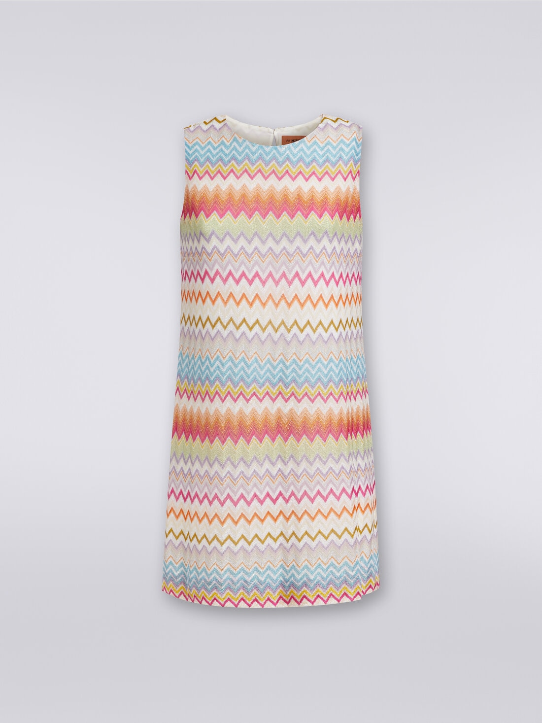 Zigzag viscose pouch dress with lurex, Multicoloured  - DS24SG55BR00YBSM9CH - 0