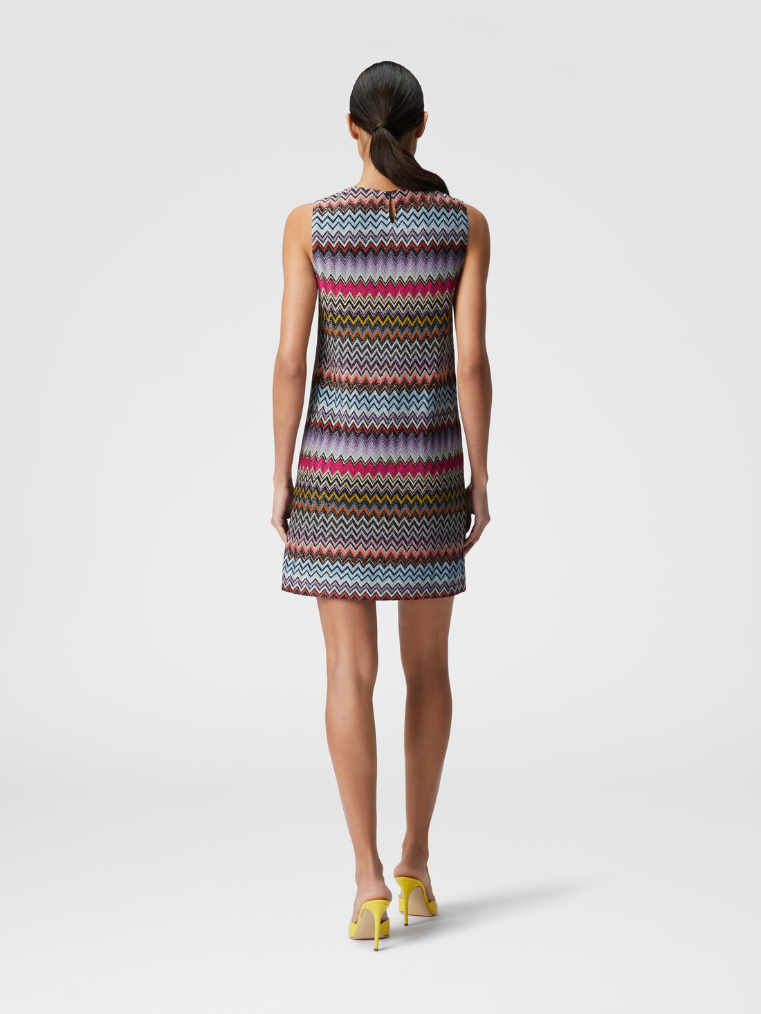 Zigzag viscose pouch dress with lurex, Multicoloured  - DS24SG55BR00YBSM9CI - 2