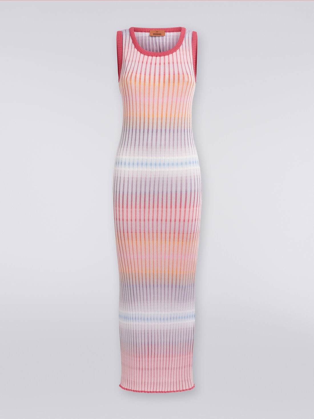 Long dress in ribbed viscose , Multicoloured  - DS24SG5HBK040PSM9EM - 0