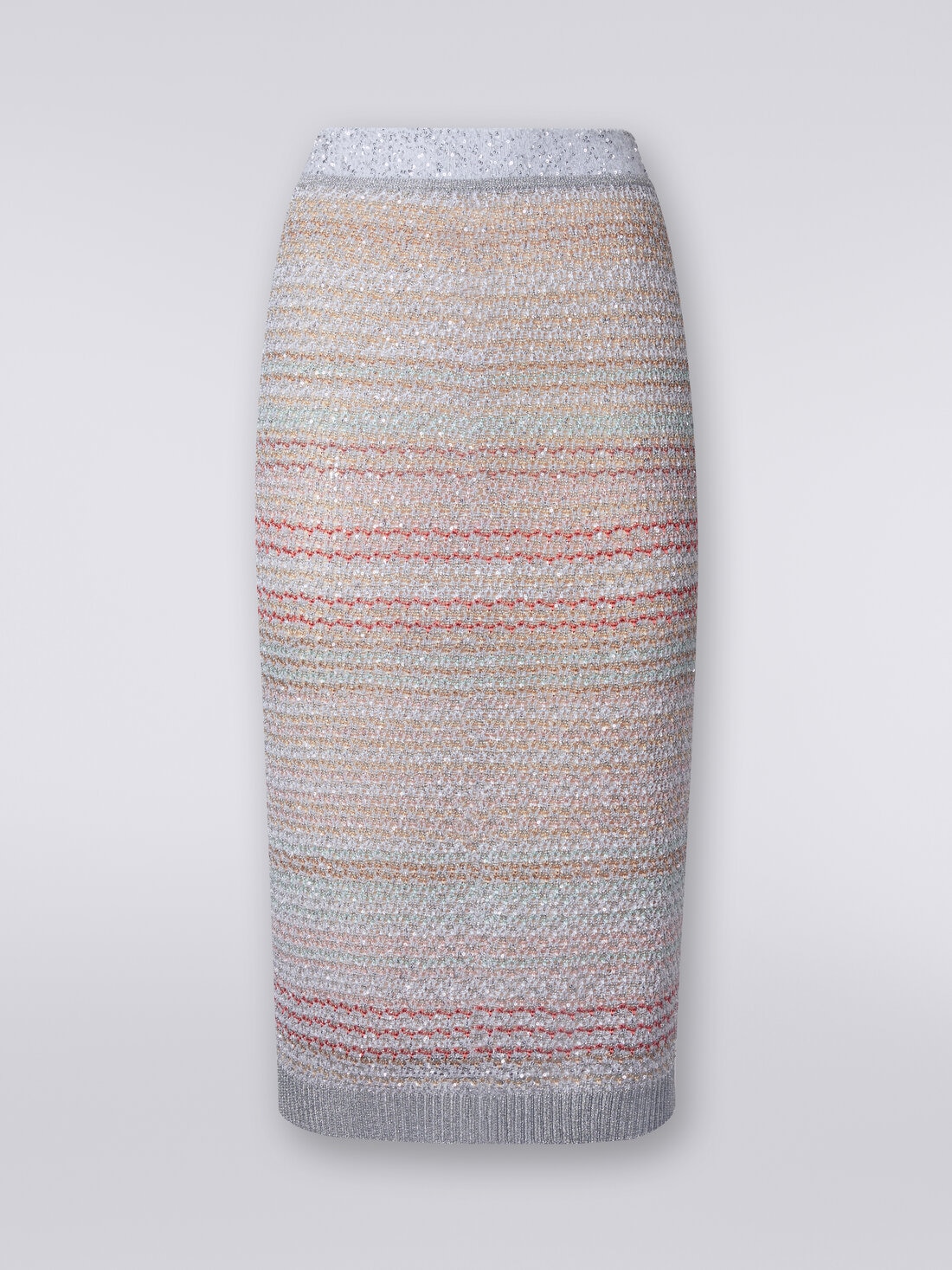 Midi skirt in viscose blend with sequins , Multicoloured  - DS24SH0MBK033PSM9AI - 0