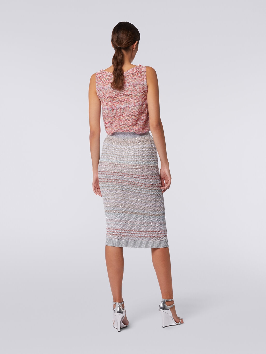 Midi skirt in viscose blend with sequins , Multicoloured  - DS24SH0MBK033PSM9AI - 3