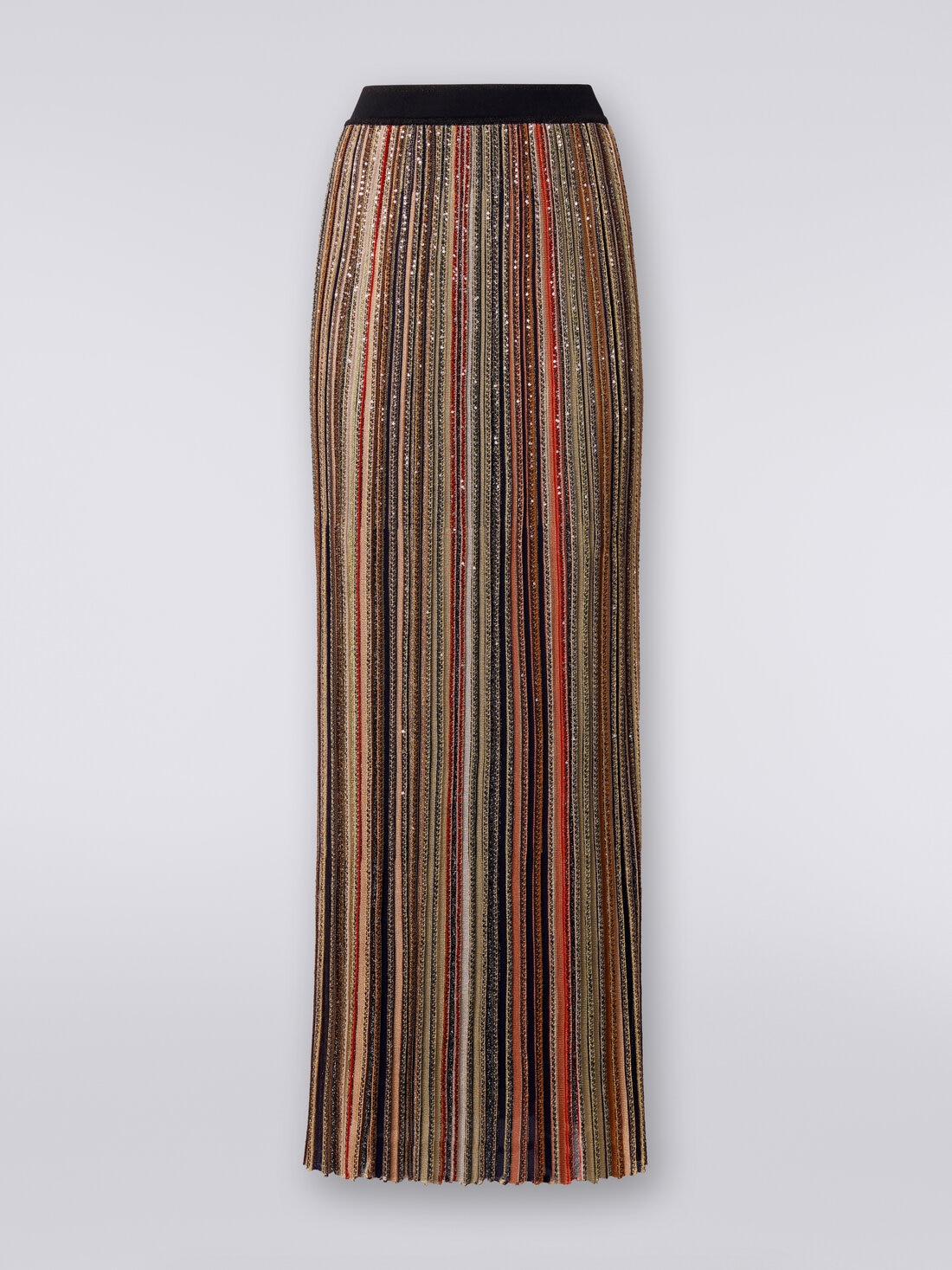 Jupe longue plissée à rayures verticales avec paillettes , Multicolore  - DS24SH10BK033MSM9AF - 0