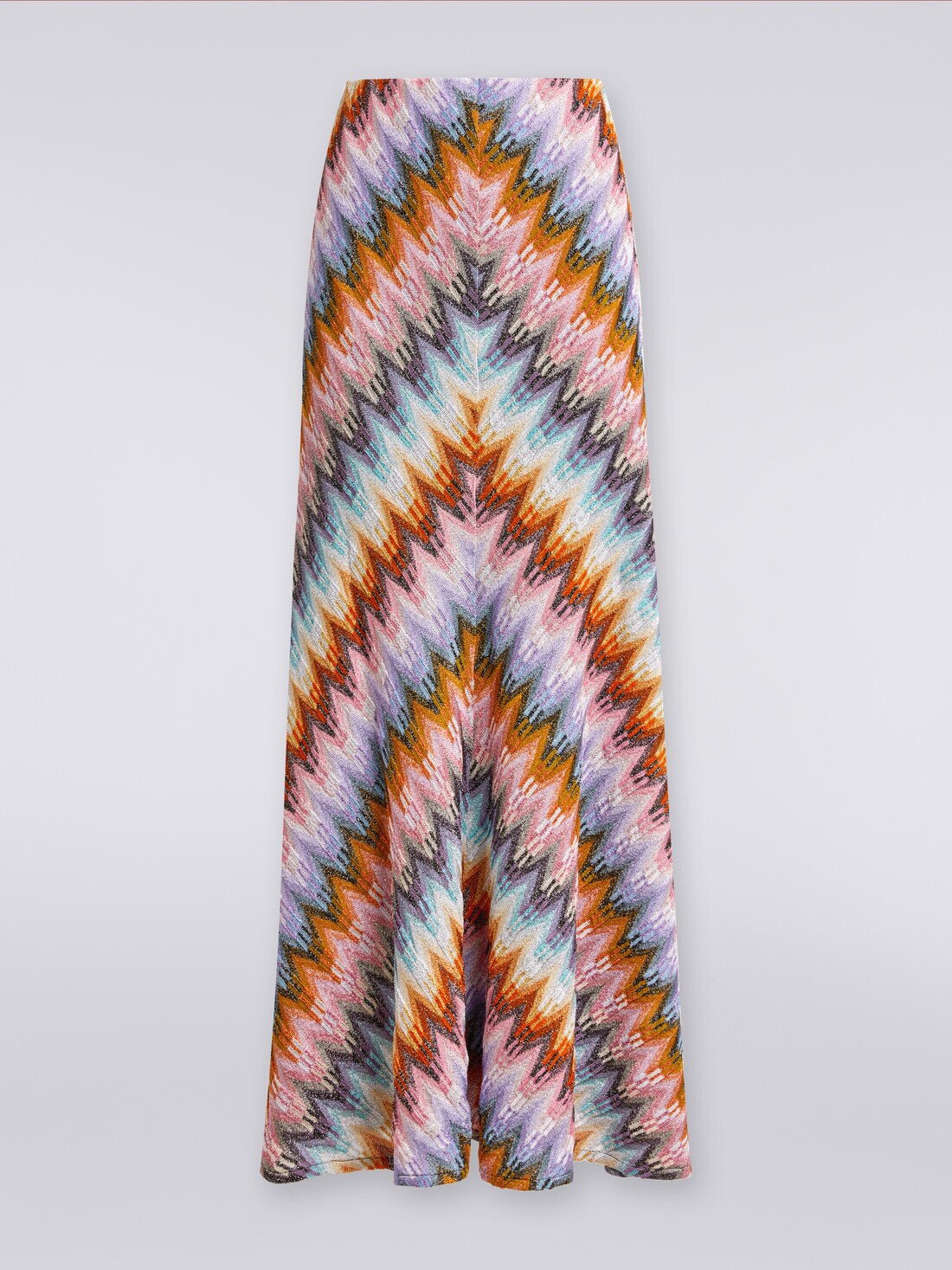 Gonna lunga svasata in viscosa zig zag con lurex, Multicolore  - DS24SH1XBR00Y5SM9CP - 0