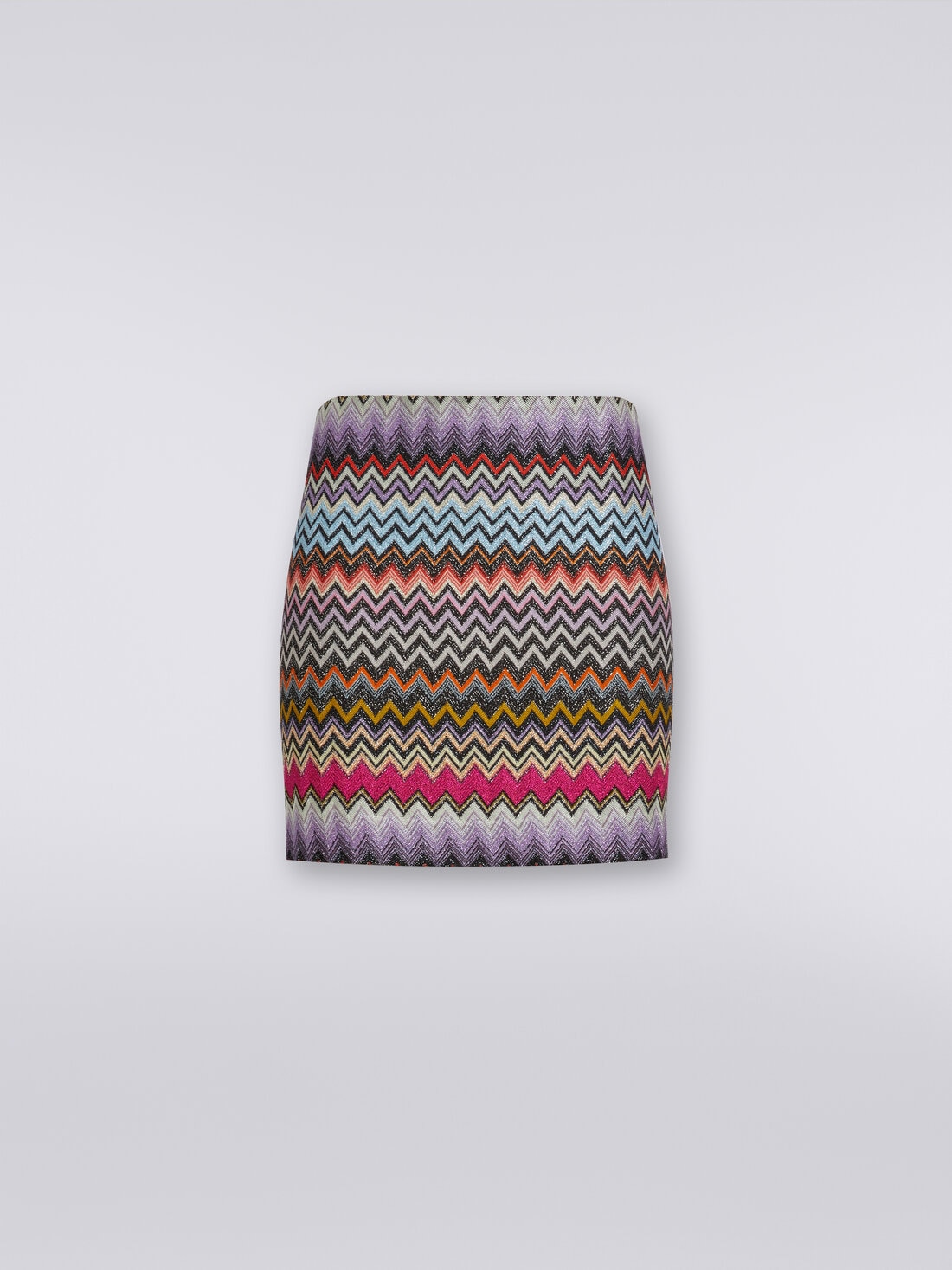 Minifalda de viscosa en zigzag con lúrex, Multicolor  - DS24SH24BR00YBSM9CI - 0