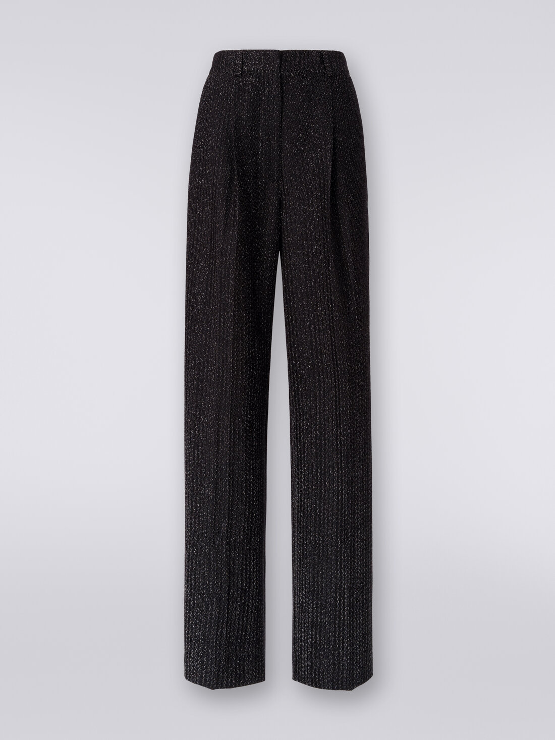Trousers in lamé viscose blend, Black    - DS24SI08BR00UNS91IG - 0
