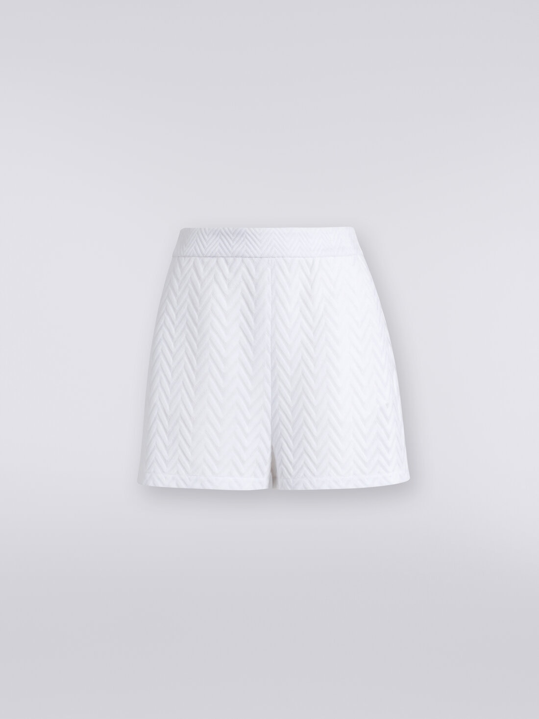 Shorts in chevron viscose and cotton, White  - DS24SI09BR00JE14001 - 0