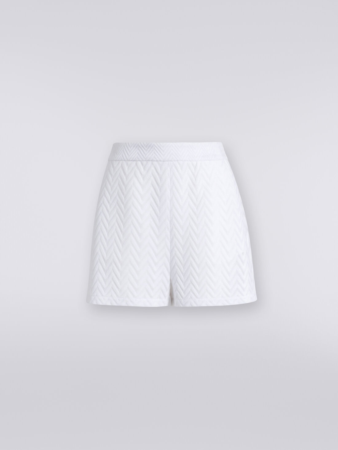 Pantalones cortos de algodón y viscosa a espigas, Blanco  - 8053147056906 - 0