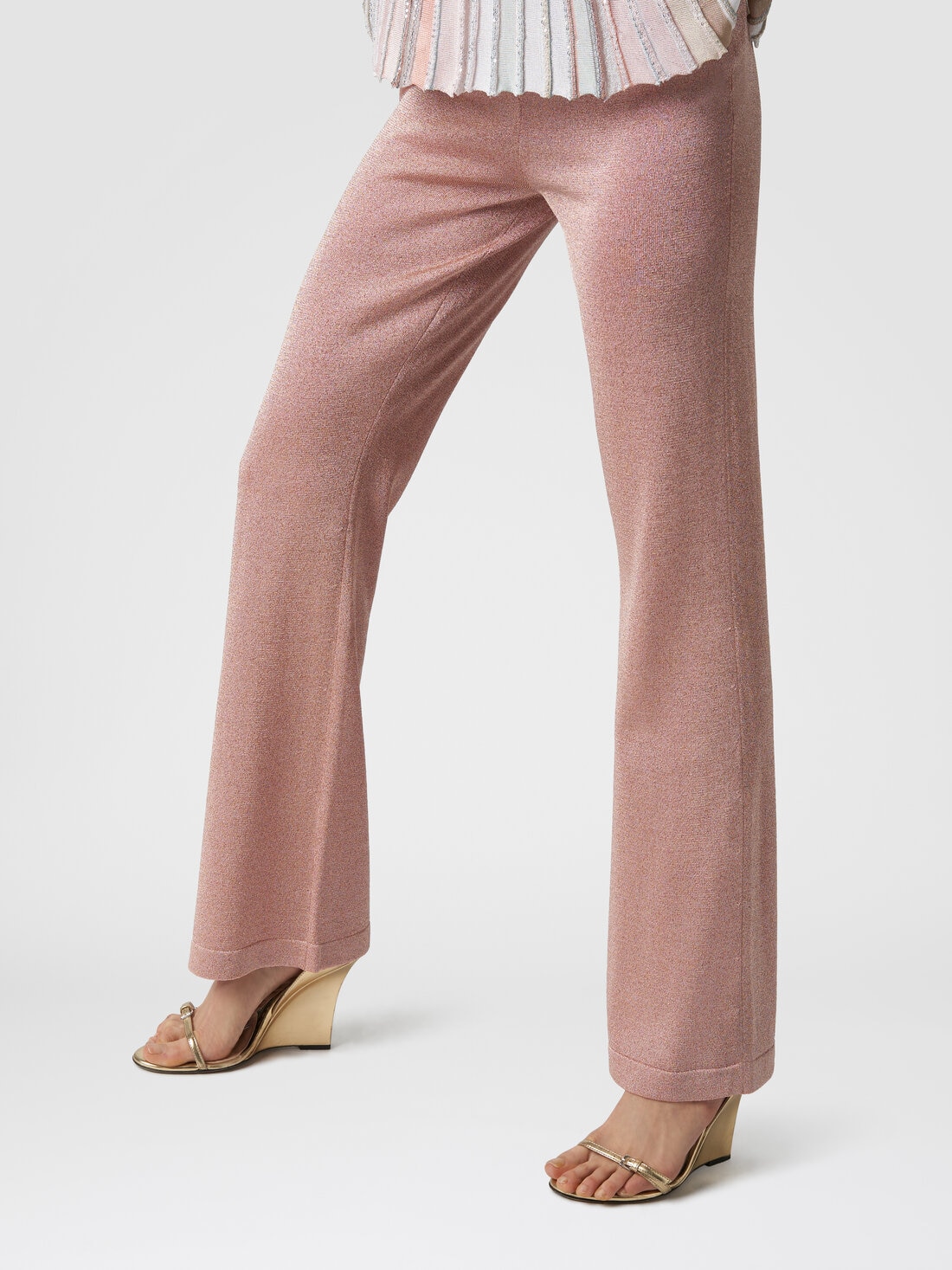 Trousers in viscose with lurex , Pink   - DS24SI0DBK033DL300D - 3