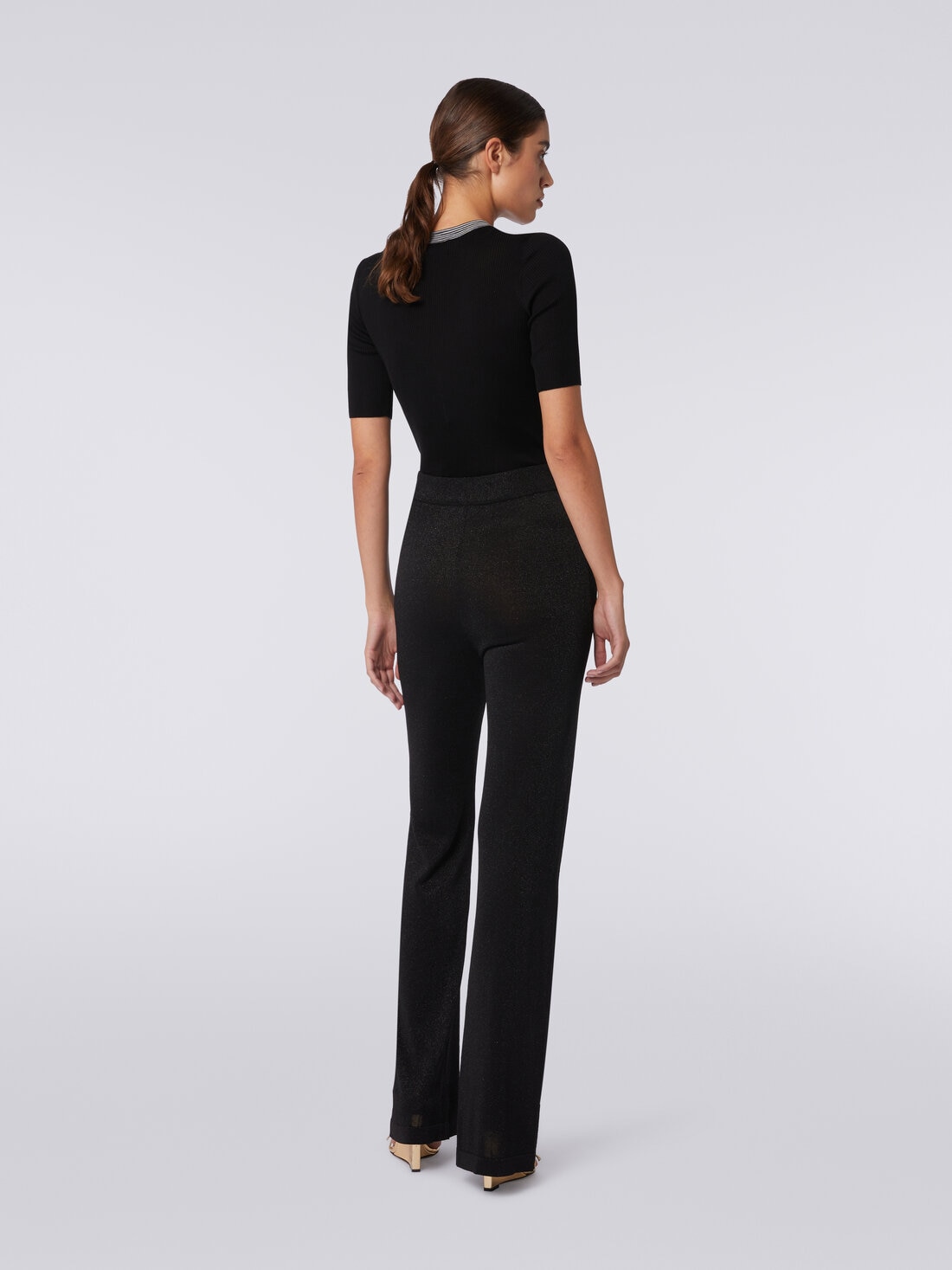 Trousers in viscose with lurex , Black    - DS24SI0DBK033DL9004 - 3