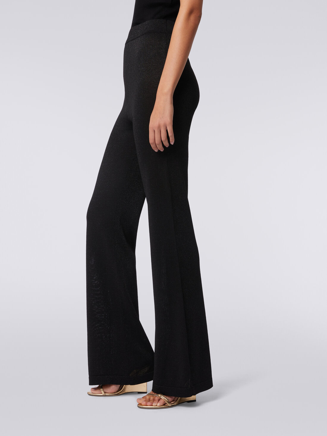 Trousers in viscose with lurex , Black    - DS24SI0DBK033DL9004 - 4
