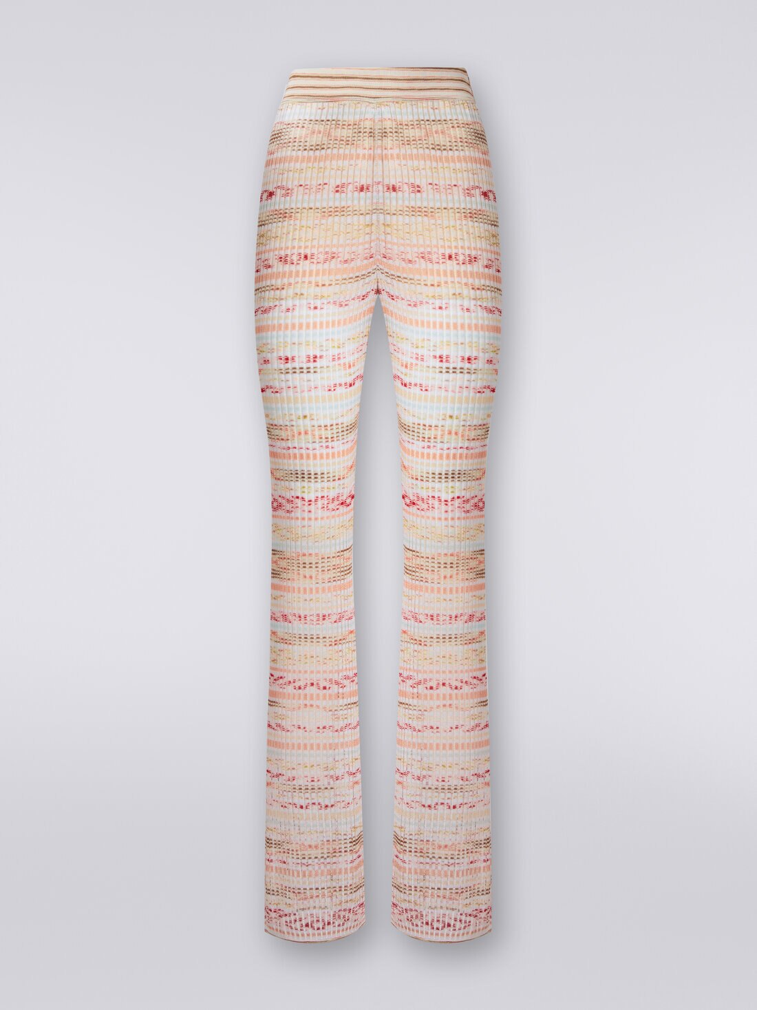 Ribbed trousers in slub viscose knit, Multicoloured  - 8053147004273 - 0