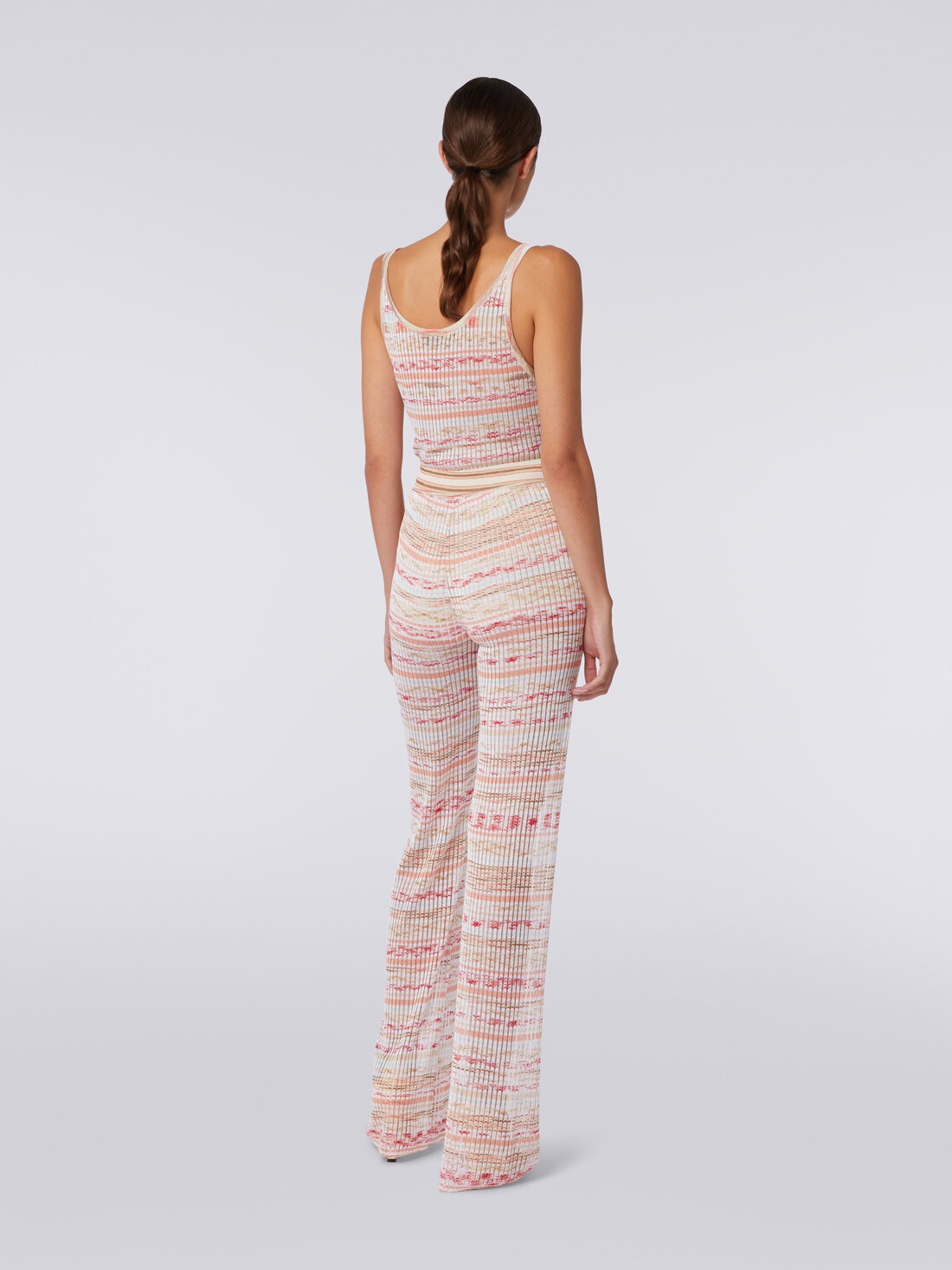 Ribbed trousers in slub viscose knit, Multicoloured  - 8053147004273 - 3