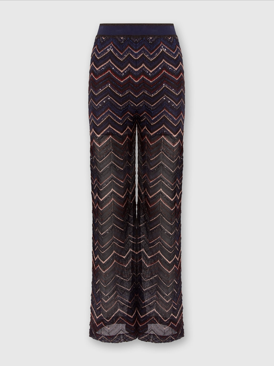 Trousers in zigzag knit with lurex and sequins, Multicoloured  - DS24SI0HBK033ISM9AP - 0