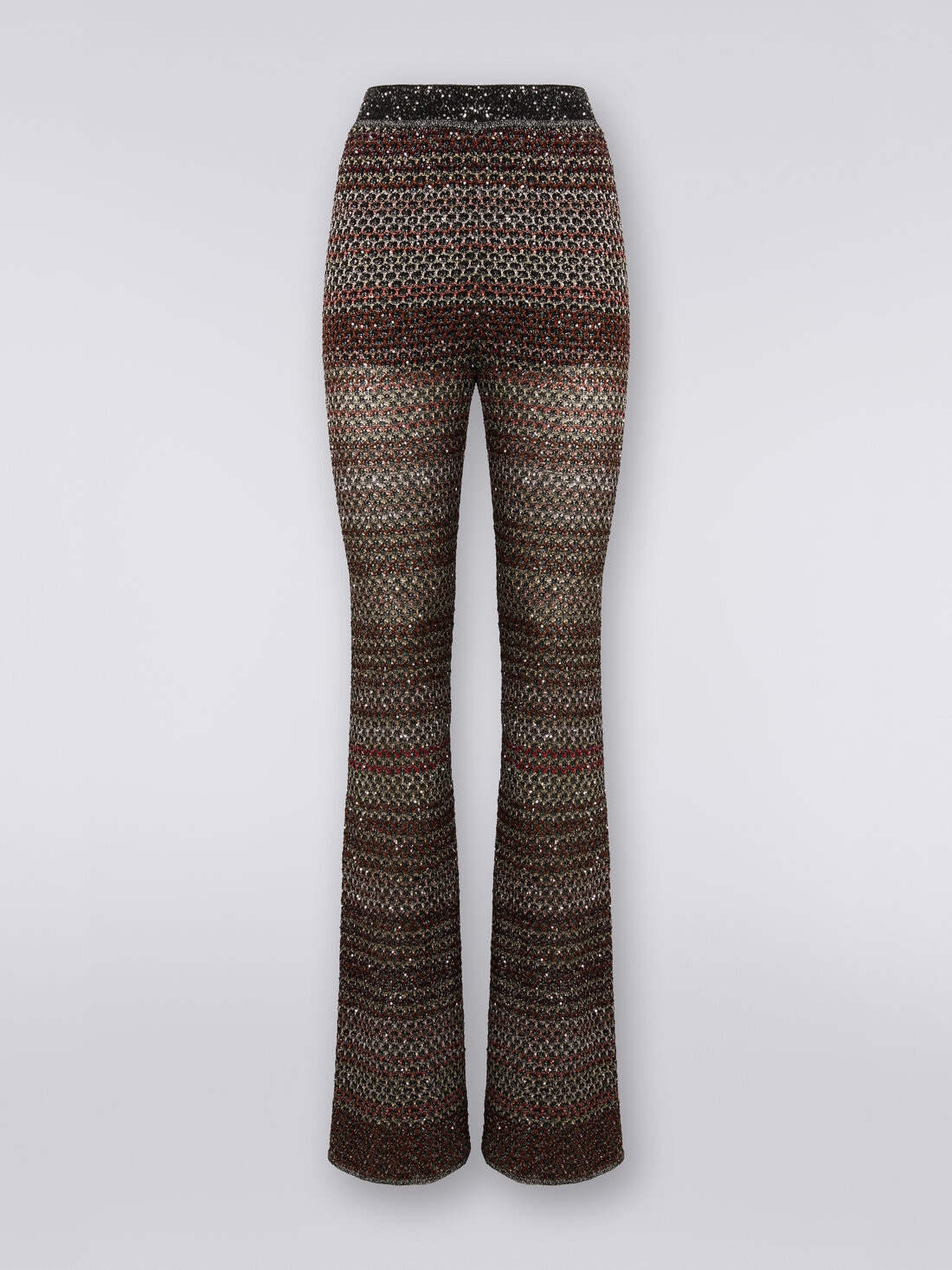 Trousers in mesh knit with sequin appliqué  , Multicoloured  - DS24SI0JBK033PSM9AJ - 0
