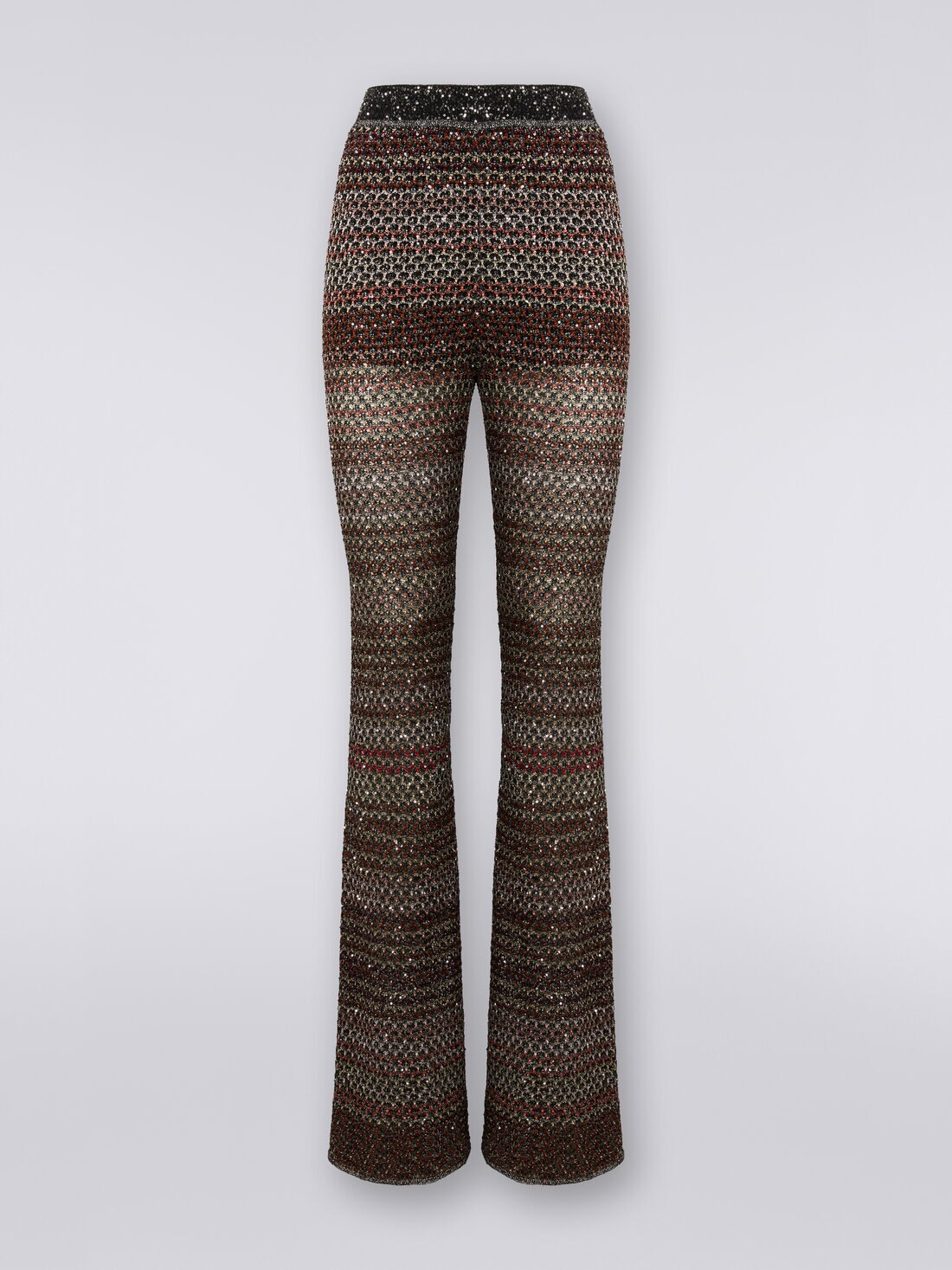 Trousers in mesh knit with sequin appliqué  , Multicoloured  - DS24SI0JBK033PSM9AJ - 0