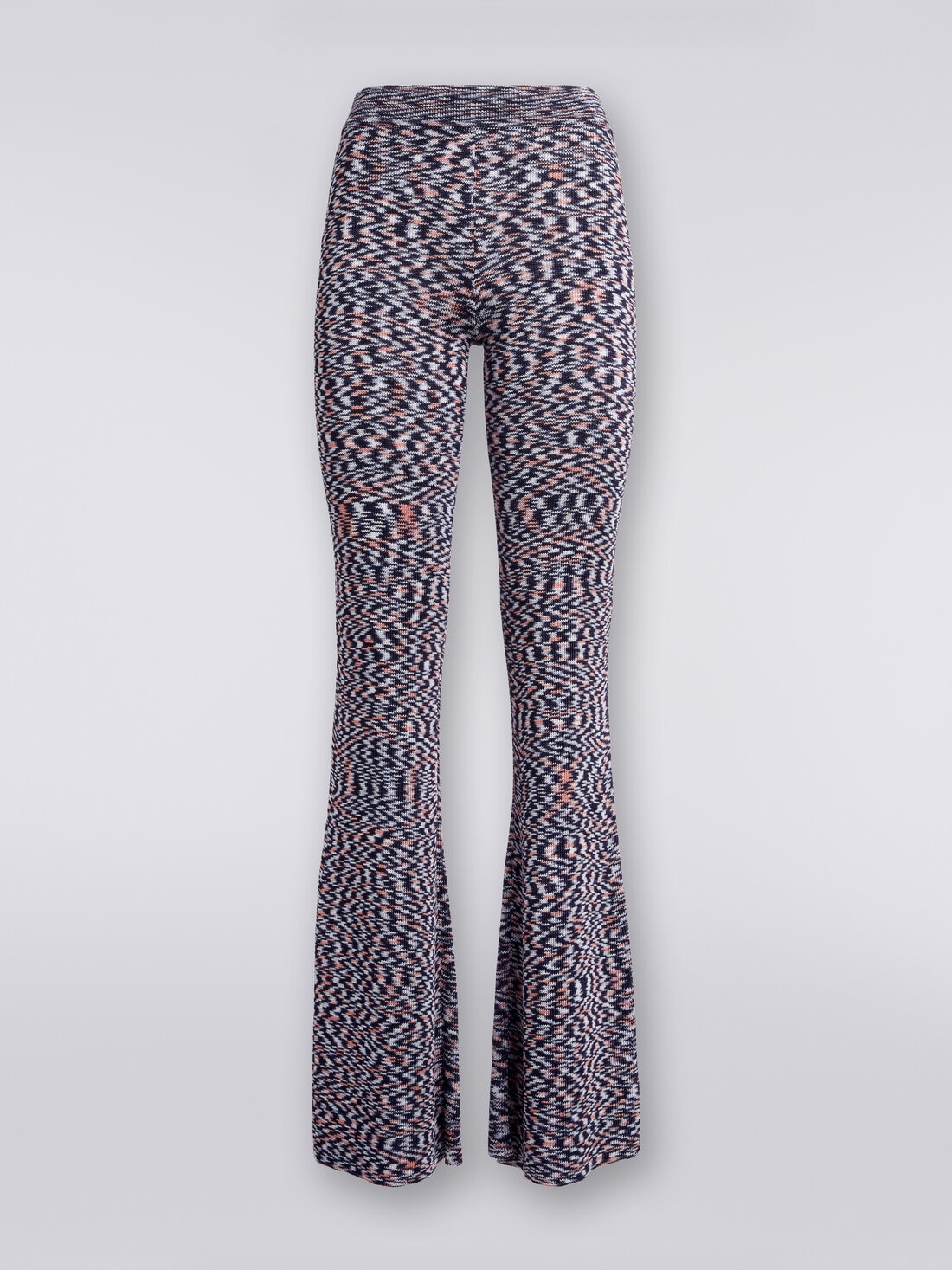 Flared trousers in slub viscose blend, Blue - DS24SI0MBK033SF705S - 0