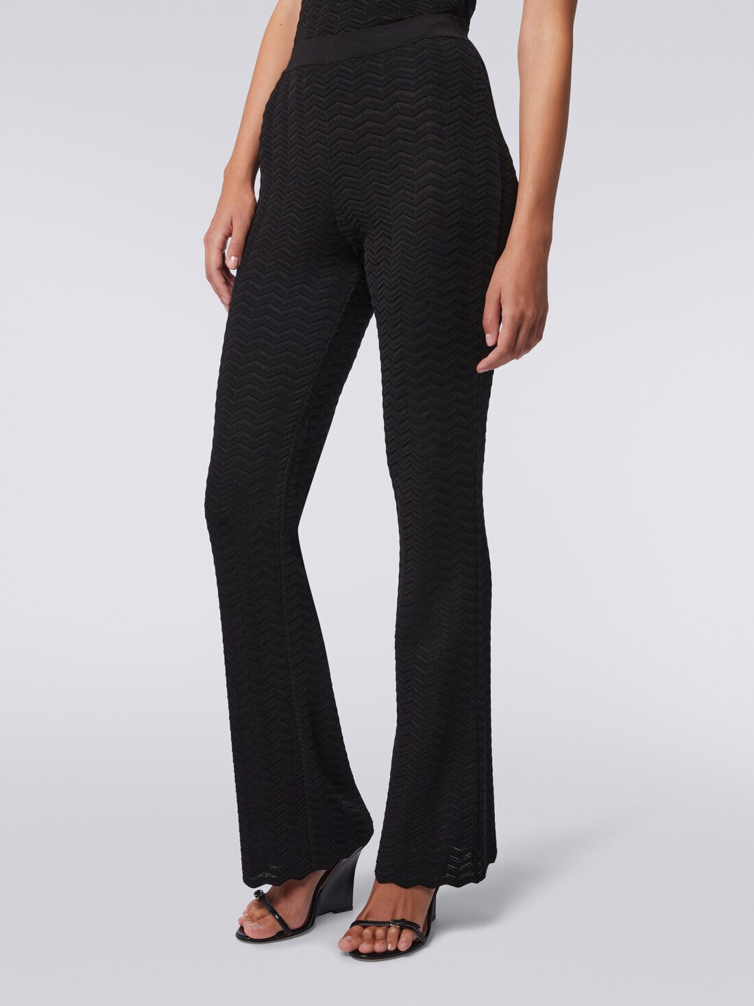 Strickhose mit Zickzackmuster, Schwarz    - DS24SI0NBK033W93911 - 4