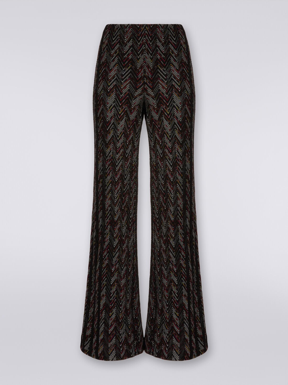 Palazzo trousers in viscose and wool with zigzag pattern, Multicoloured  - DS24SI0RBR00UPSM96R - 0