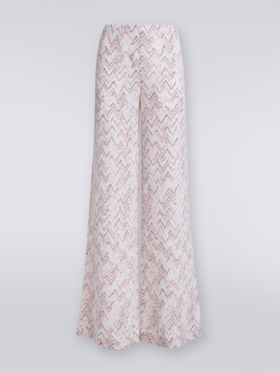 Palazzo trousers in viscose and wool with zigzag pattern, Multicoloured  - DS24SI0RBR00UPSM96S - 0
