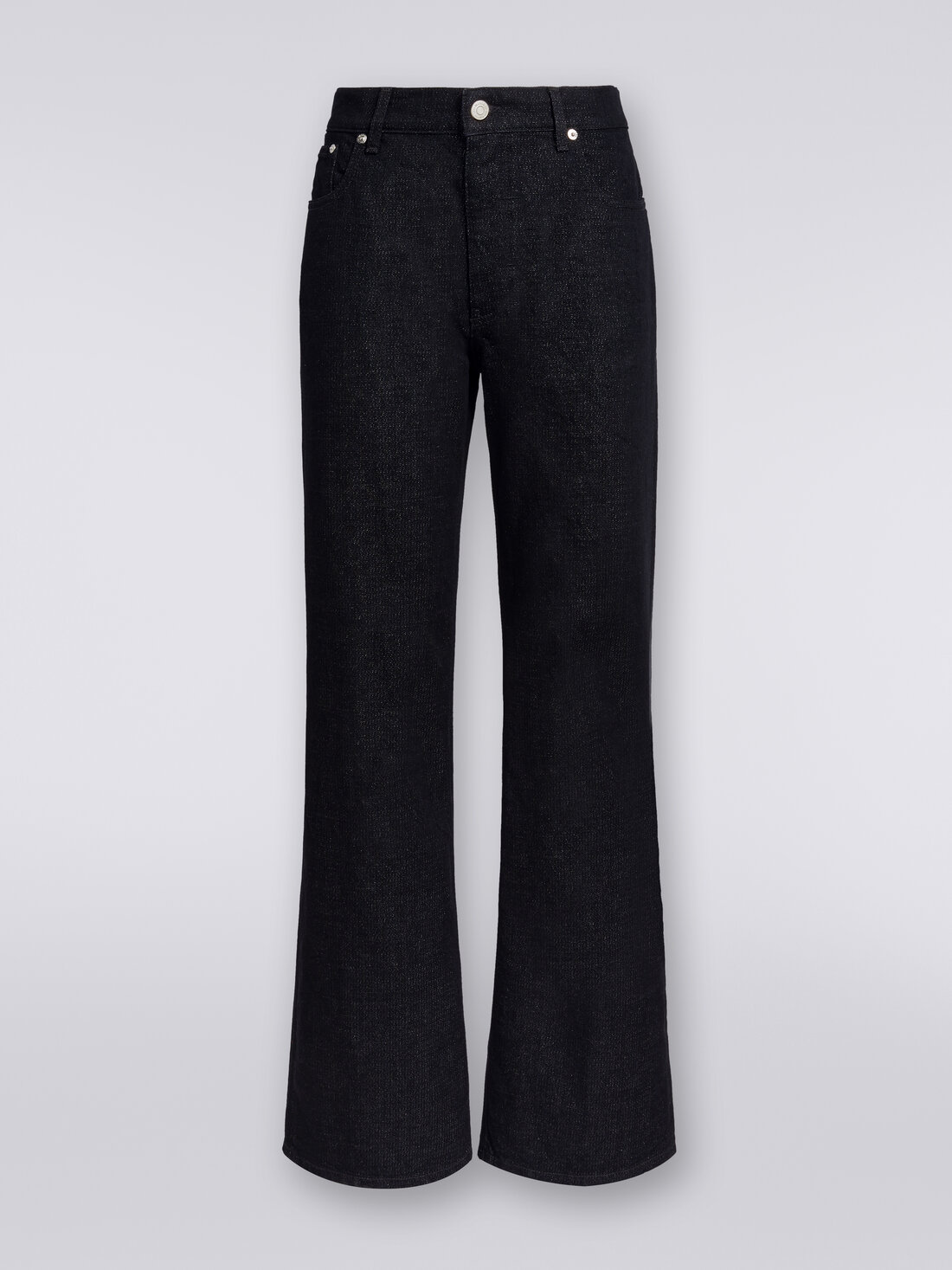 Five-pocket trousers in lamé denim, Black    - DS24SI0VBW00S993911 - 0
