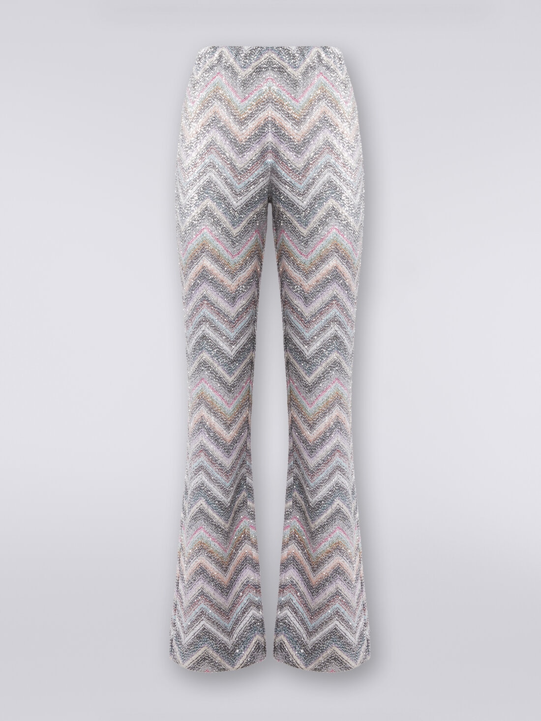 Pantalon évasé en mailles à zig zag avec paillettes , Multicolore  - DS24SI0WBC0045L002B - 0