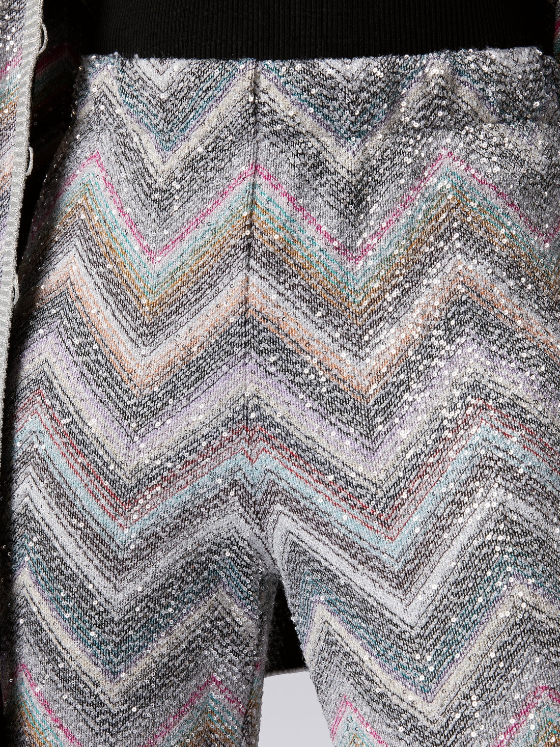 Pantaloni flare in maglia zig zag con paillettes , Multicolore  - DS24SI0WBC0045L002B - 4