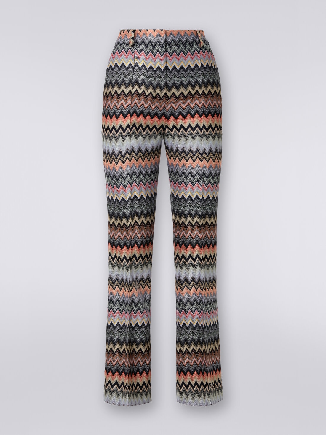 Cropped trousers in zigzag viscose and cotton, Multicoloured  - DS24SI0XBR00UMSM96P - 0