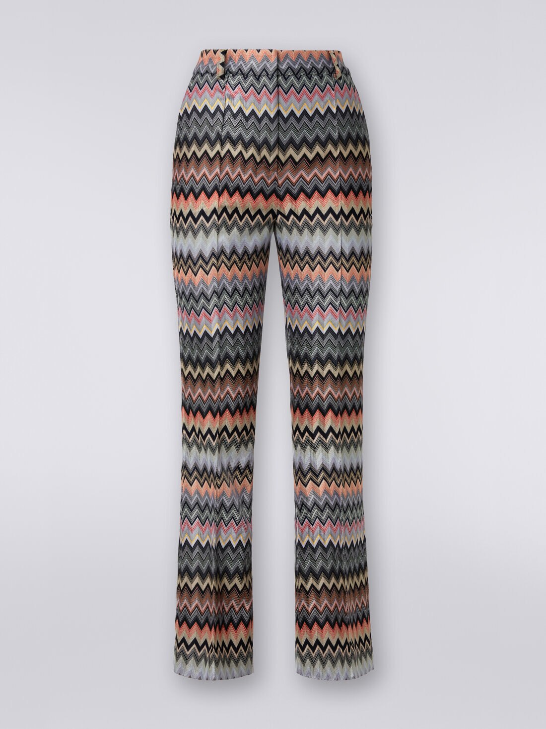 Pantalon trois quarts en coton et viscose zig zag Multicolore