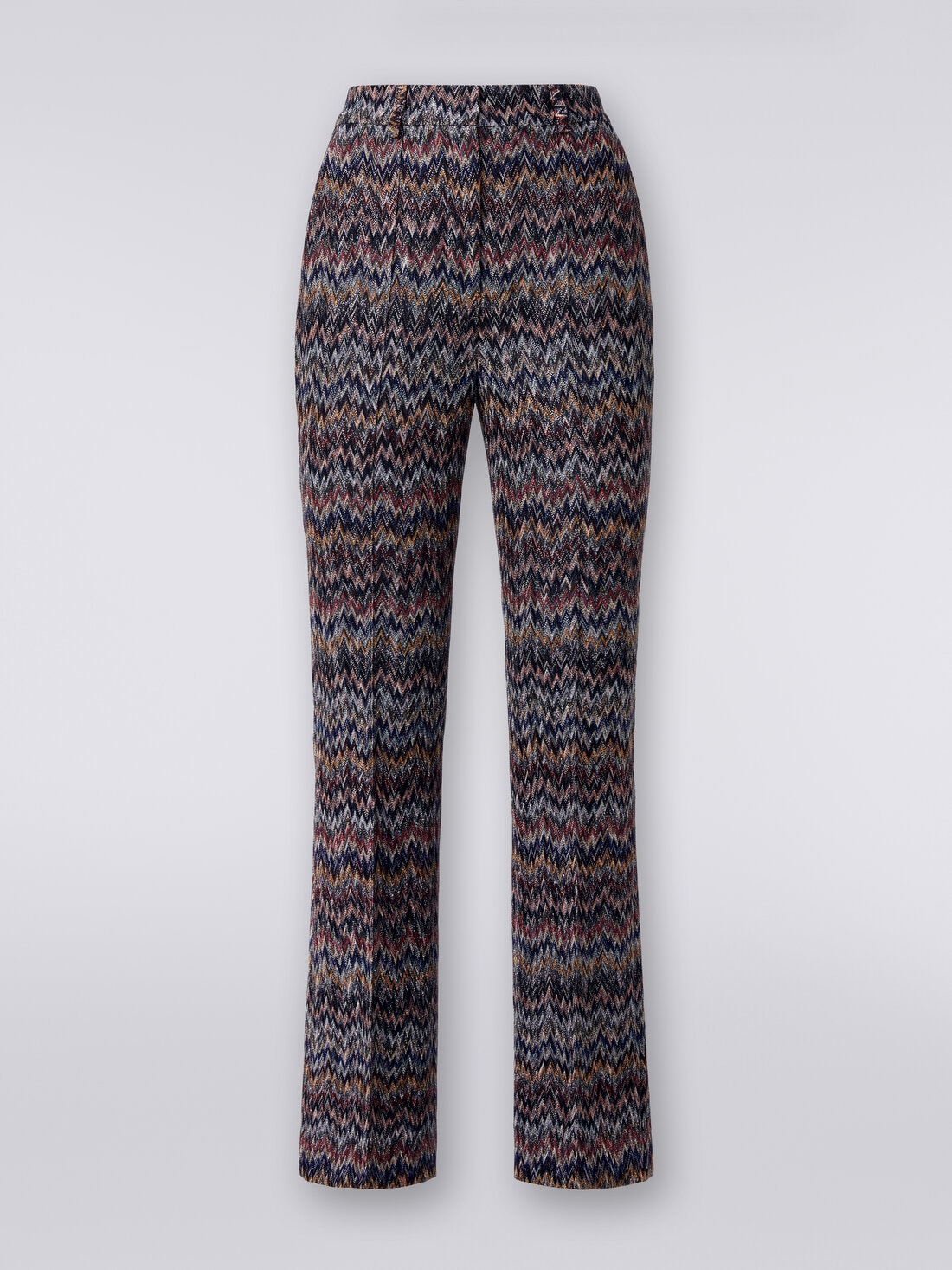 Pantalones cropped en mezcla de viscosa lamé zigzag, Multicolor  - DS24SI0XBR00UYSM96U - 0