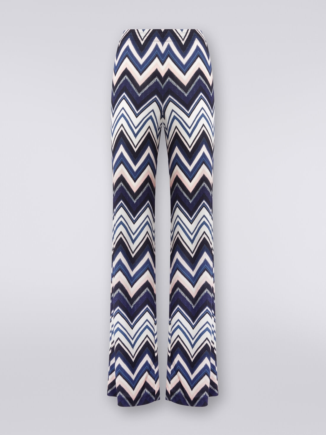 Trousers in viscose with zigzag print, Multicoloured  - DS24SI0YBJ00I6S72DR - 0