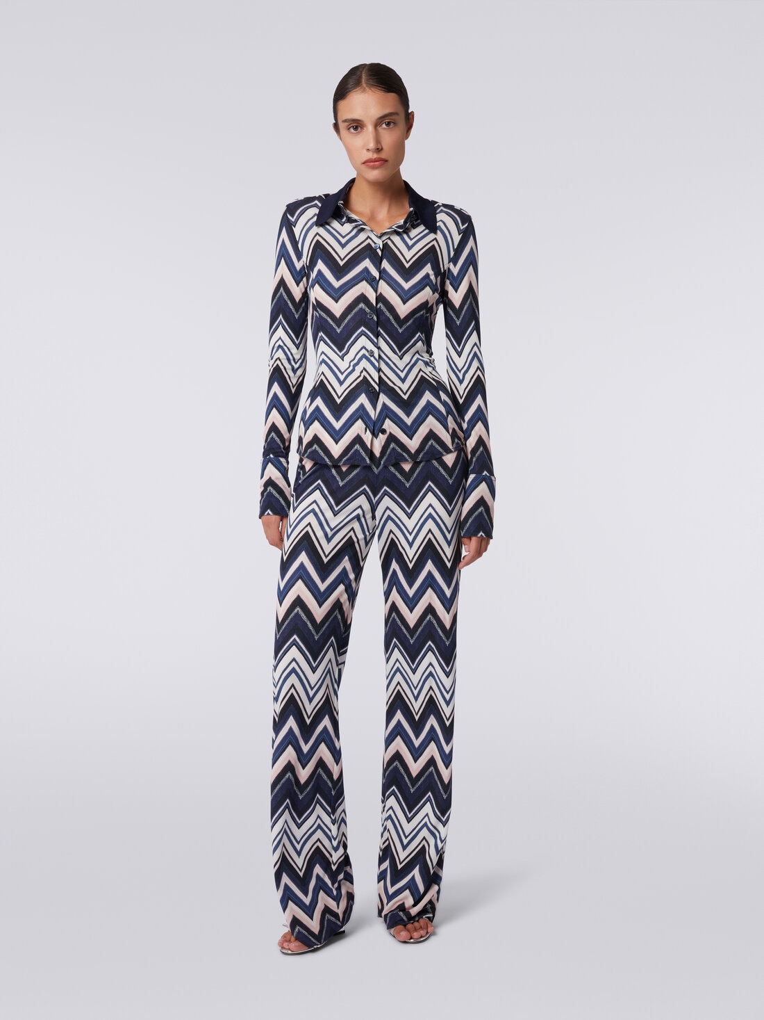 M Missoni Pantaloni in viscosa con stampa zig zag