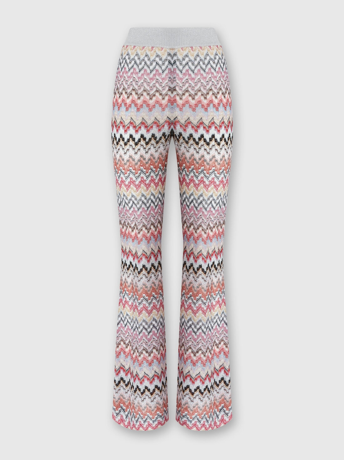 Flared trousers in zigzag lamé viscose blend, Multicoloured  - DS24SI0ZBR00UXSM975 - 0