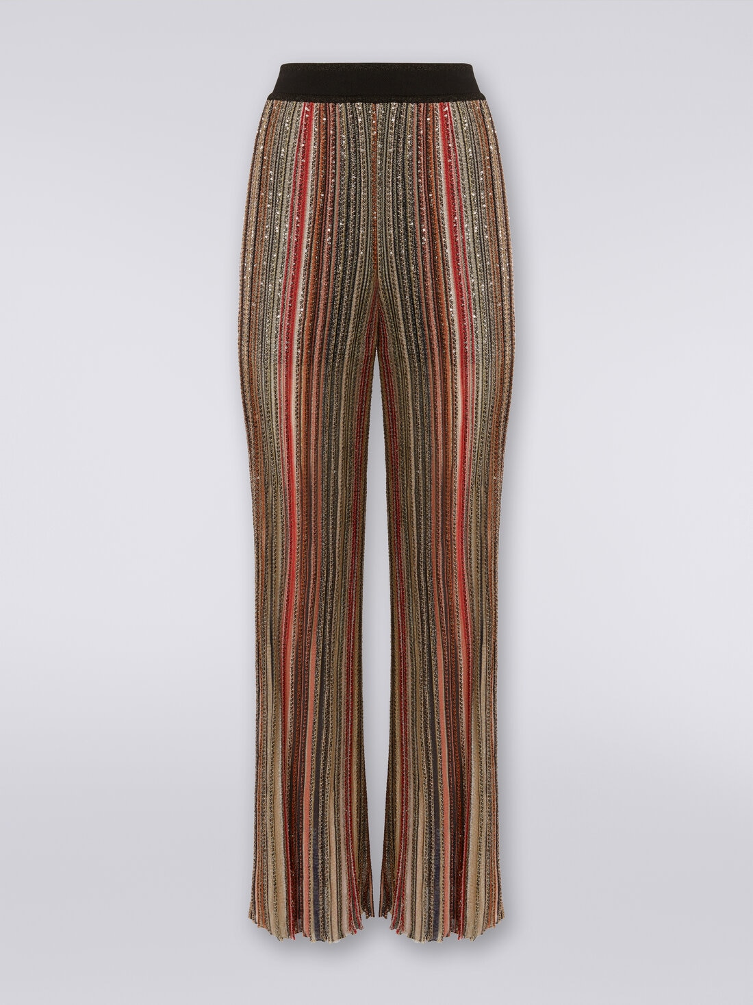 Trousers in vertical striped knit with sequins, Multicoloured  - DS24SI11BK033MSM9AF - 0