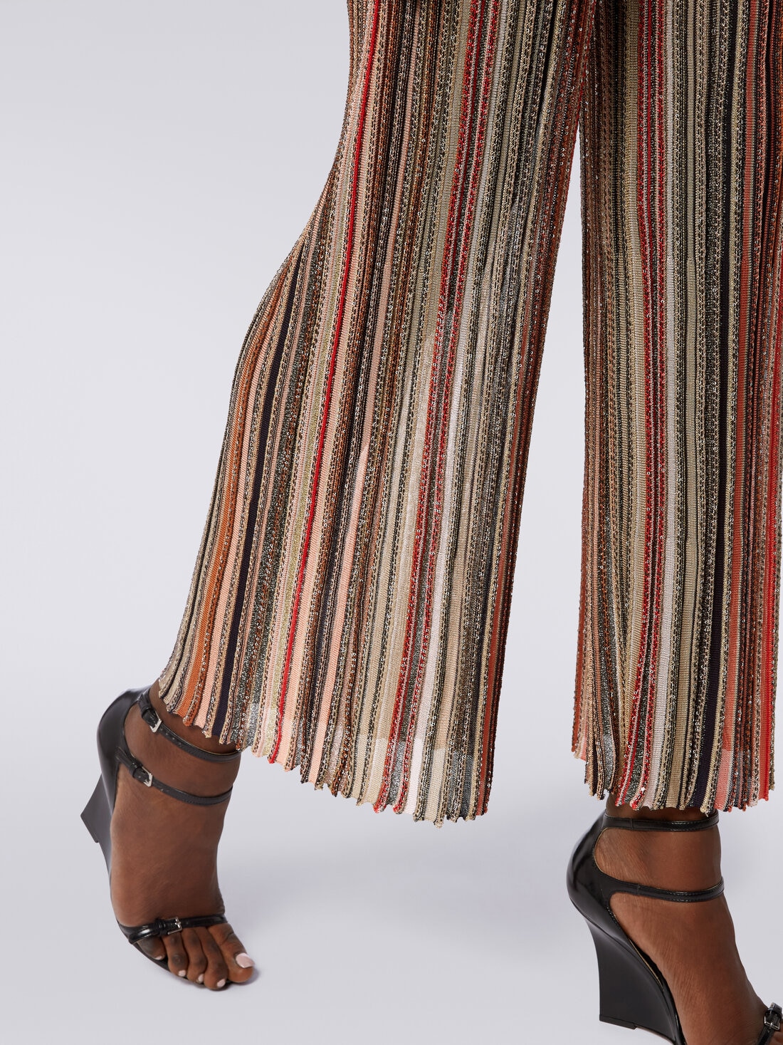 Trousers in vertical striped knit with sequins, Multicoloured  - DS24SI11BK033MSM9AF - 4