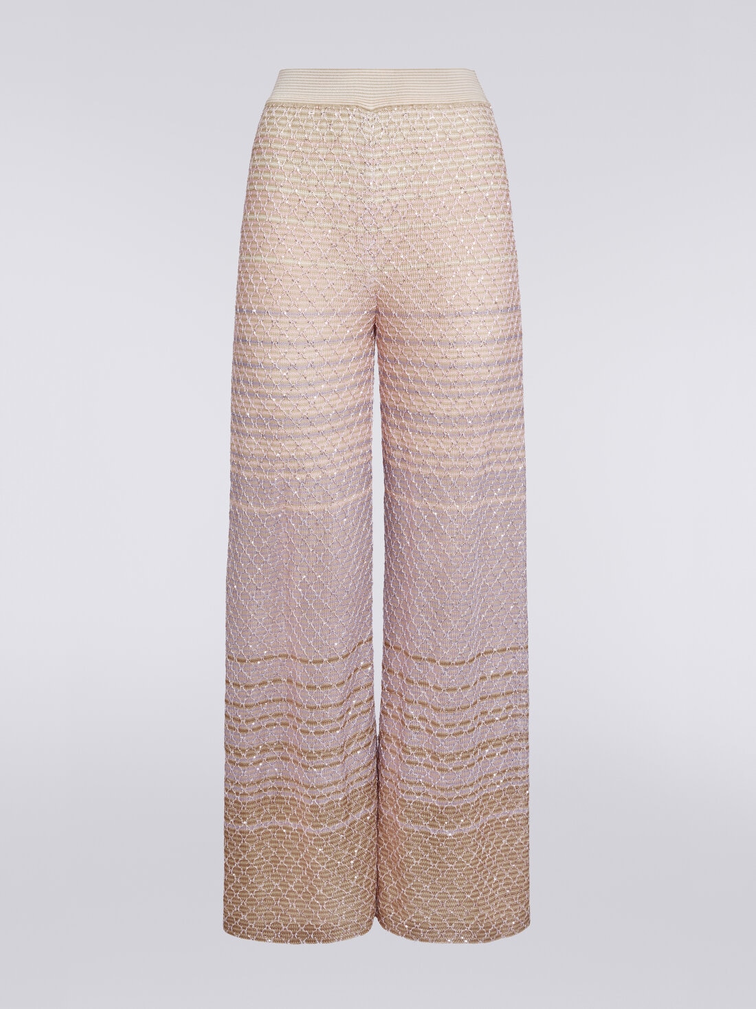 Trousers in dégradé knit with sequins, Multicoloured  - DS24SI13BK035USM9BI - 0