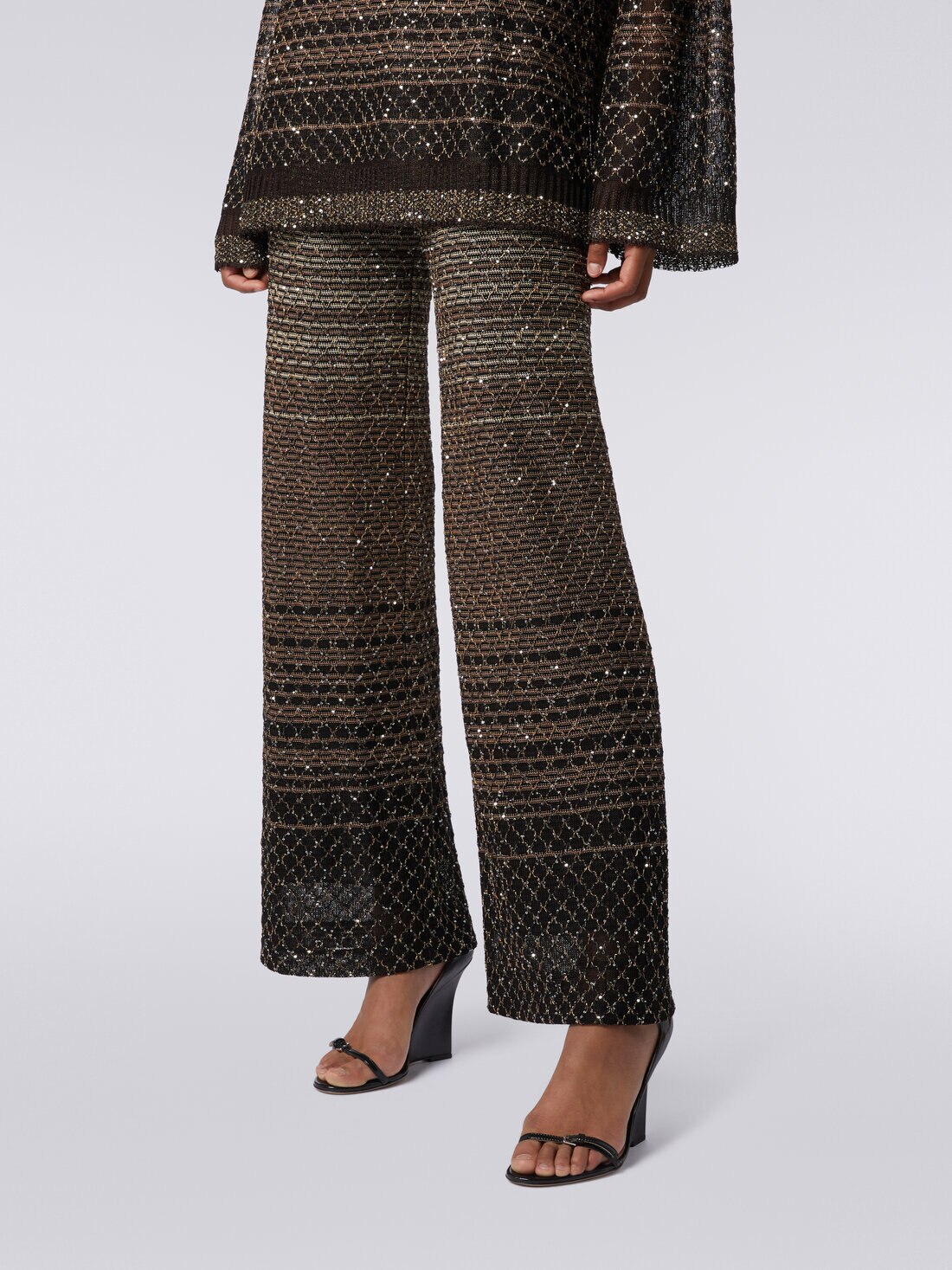 Trousers in dégradé knit with sequins, Multicoloured  - DS24SI13BK035USM9BJ - 4