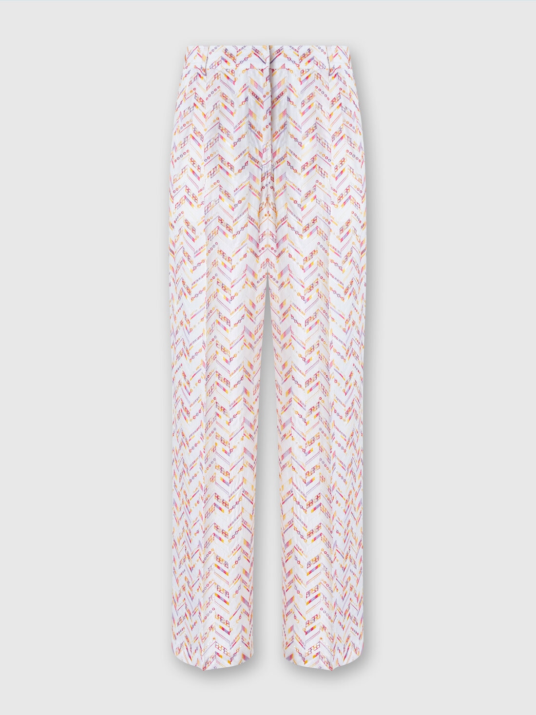 Cotton poplin trousers with eyelet lace, Multicoloured  - DS24SI18BW00SVSM9DW - 0