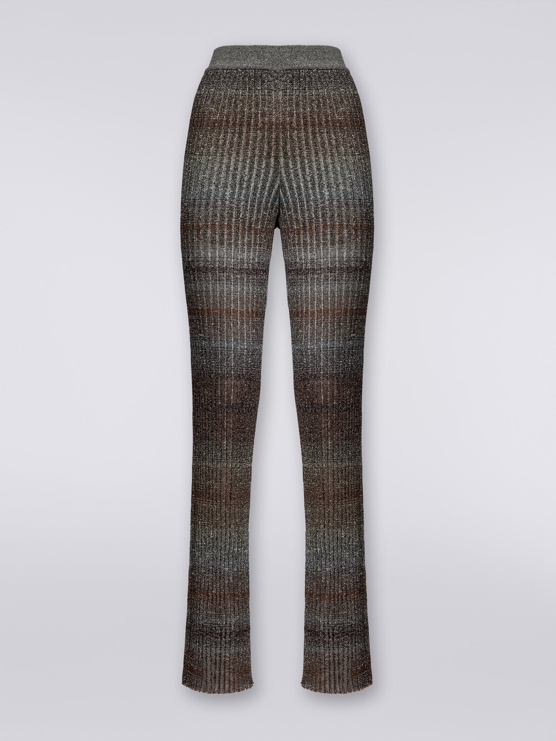Straight ribbed trousers in viscose and lurex, Multicoloured  - DS24SI1ABK036RSM9EH - 0