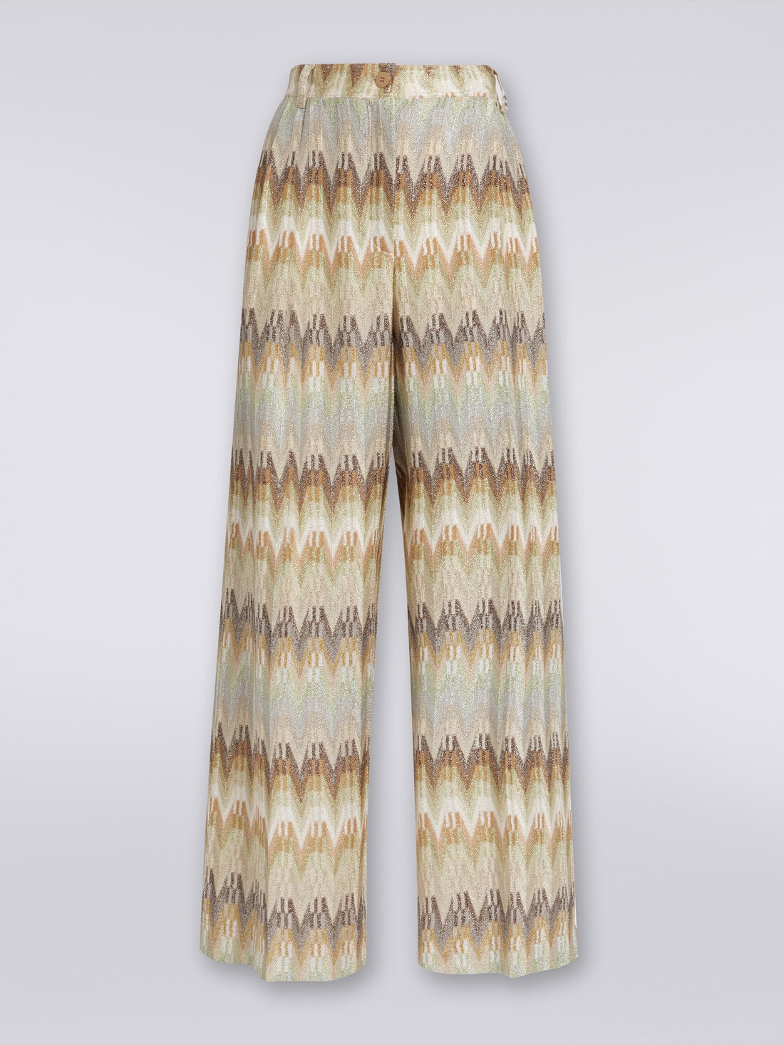 Pantalones clásicos de viscosa en zigzag con lúrex, Multicolor  - DS24SI1OBR00Y5SM9CJ - 0