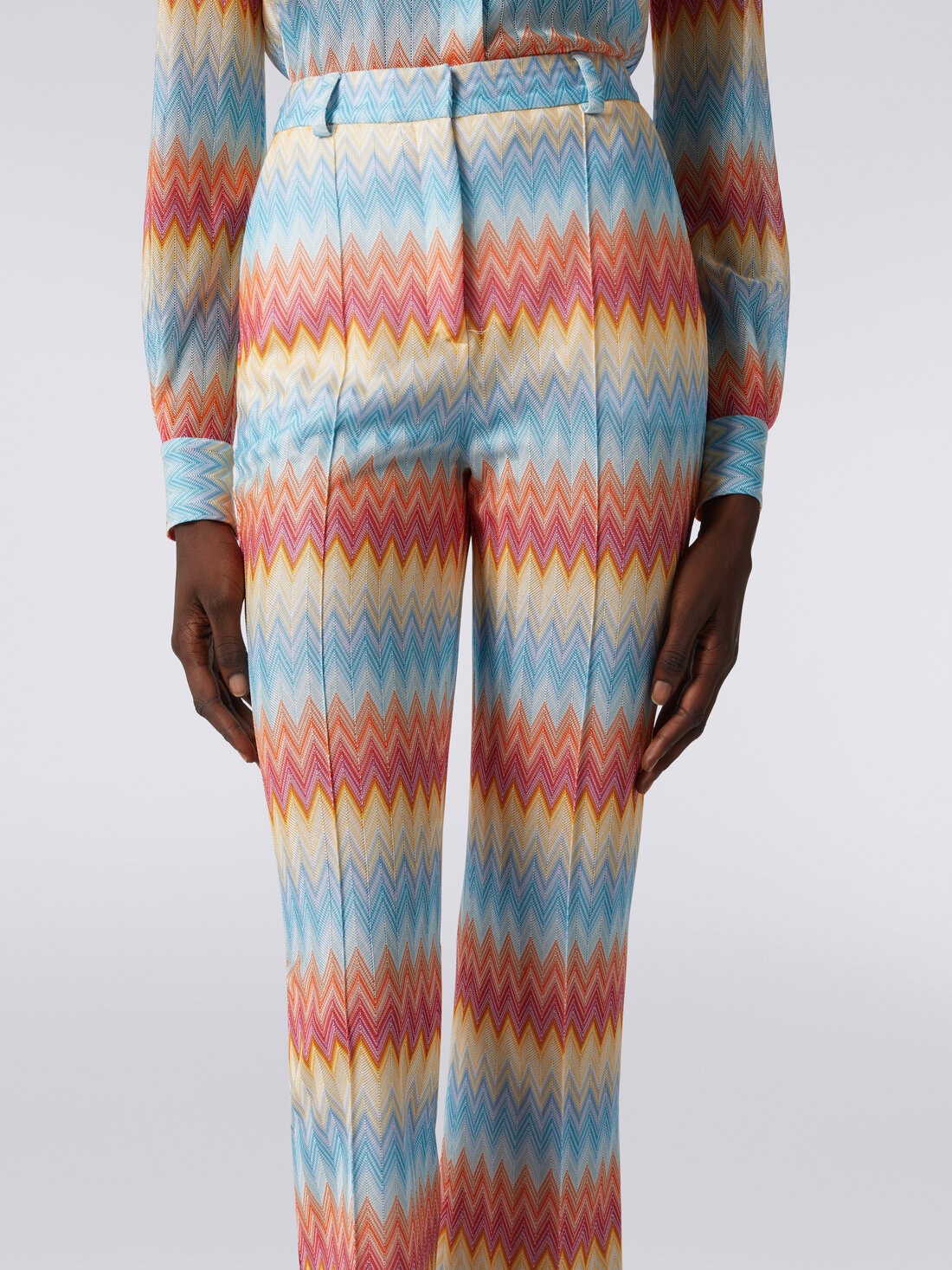 Capri trousers in viscose chevron, Multicoloured  - 8053147128320 - 4