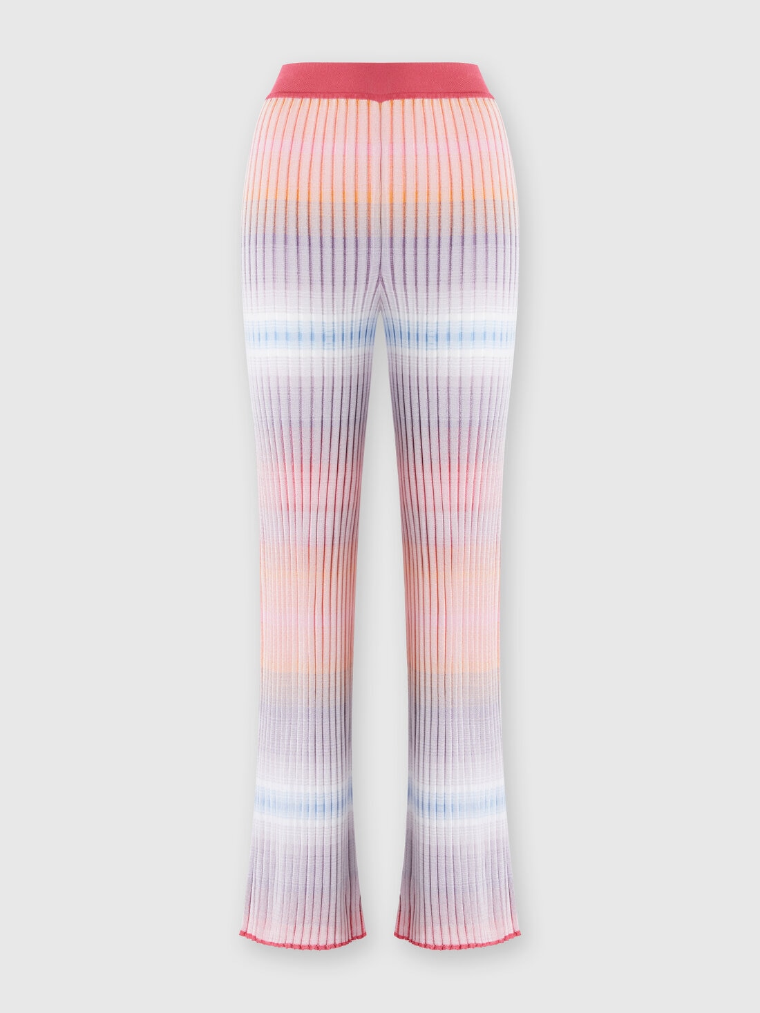 Straight ribbed viscose trousers, Multicoloured  - DS24SI1ZBK040PSM9EM - 0