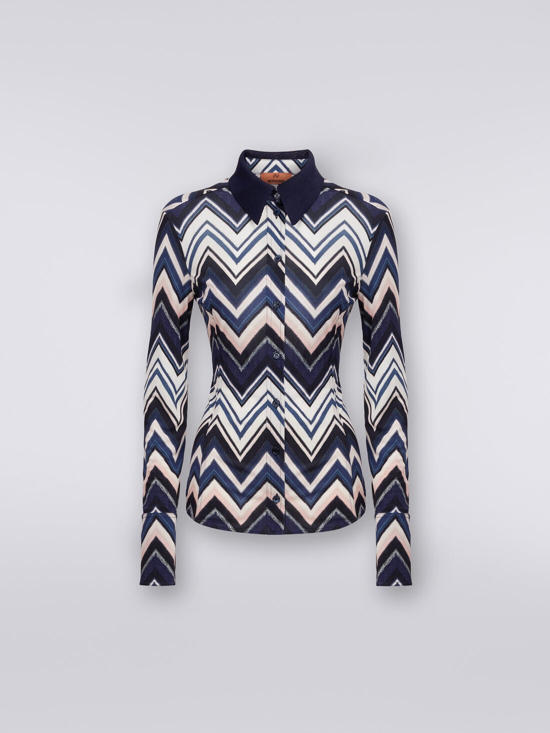 Shirt in viscose with zigzag print, Multicoloured  - 0