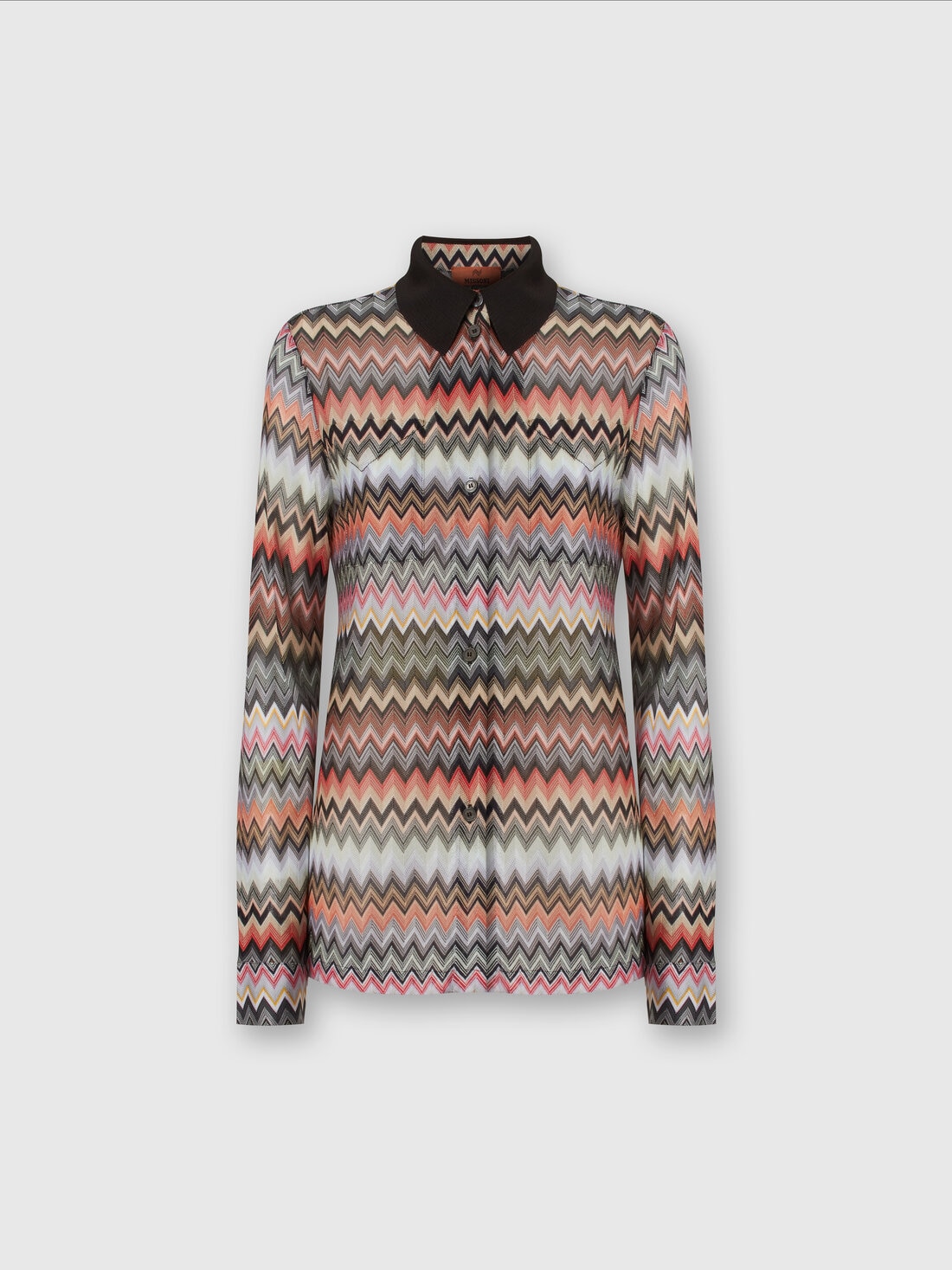 Camisa de algodón y viscosa zigzag  , Multicolor  - DS24SJ05BR00UMSM96P - 0