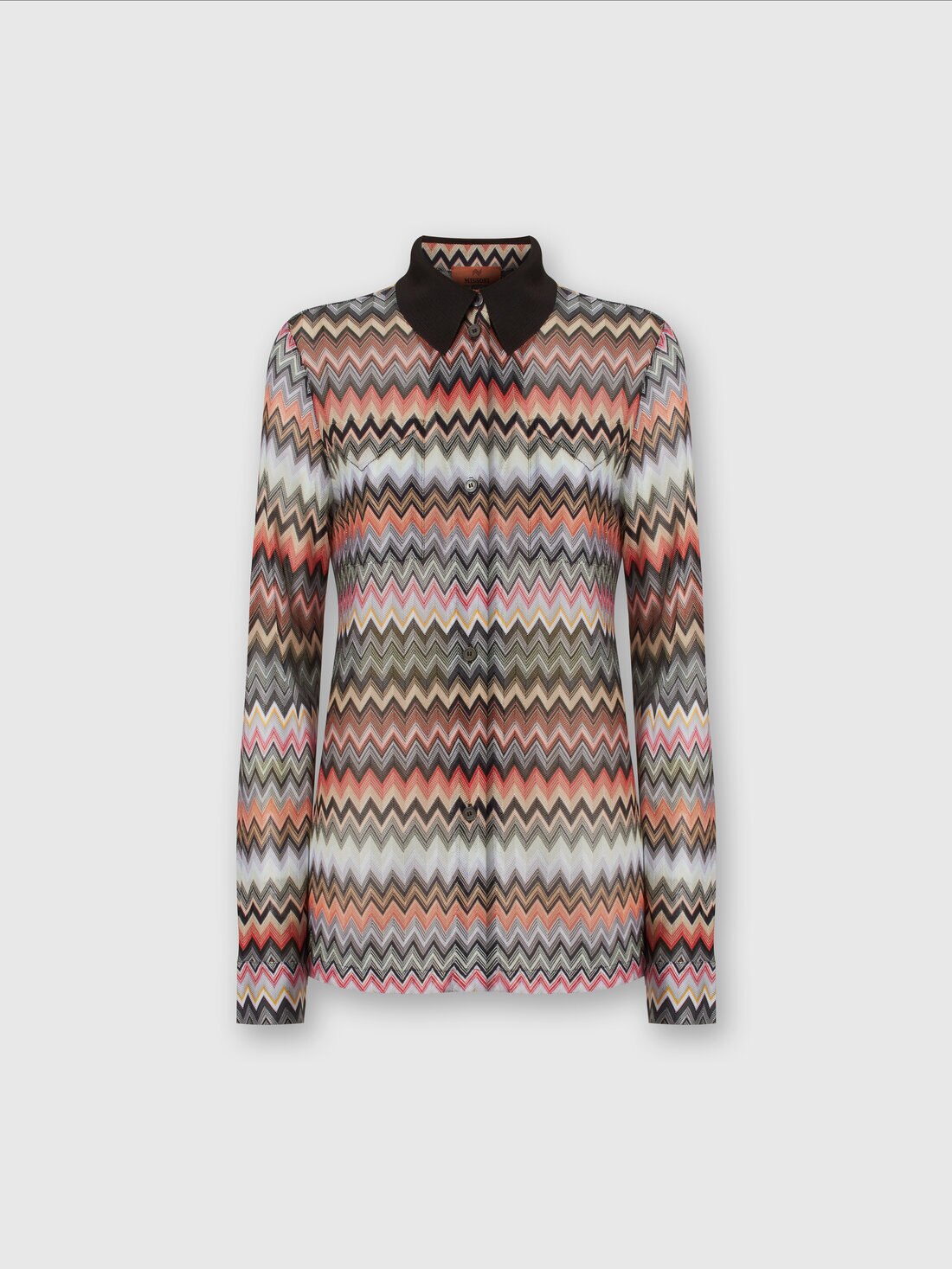 Shirt in zigzag viscose and cotton, Multicoloured  - DS24SJ05BR00UMSM96P - 0