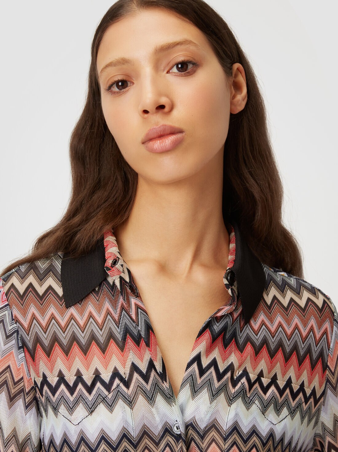 Shirt in zigzag viscose and cotton, Multicoloured  - DS24SJ05BR00UMSM96P - 4