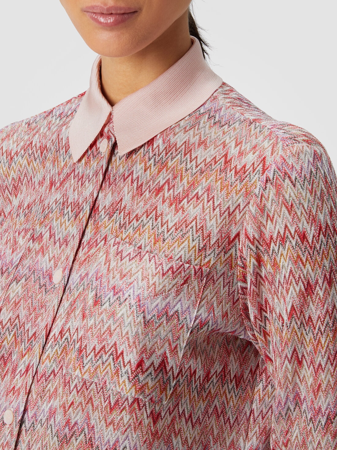 Camicia in misto viscosa lamé, Multicolore  - DS24SJ05BR00UYSM96T - 4