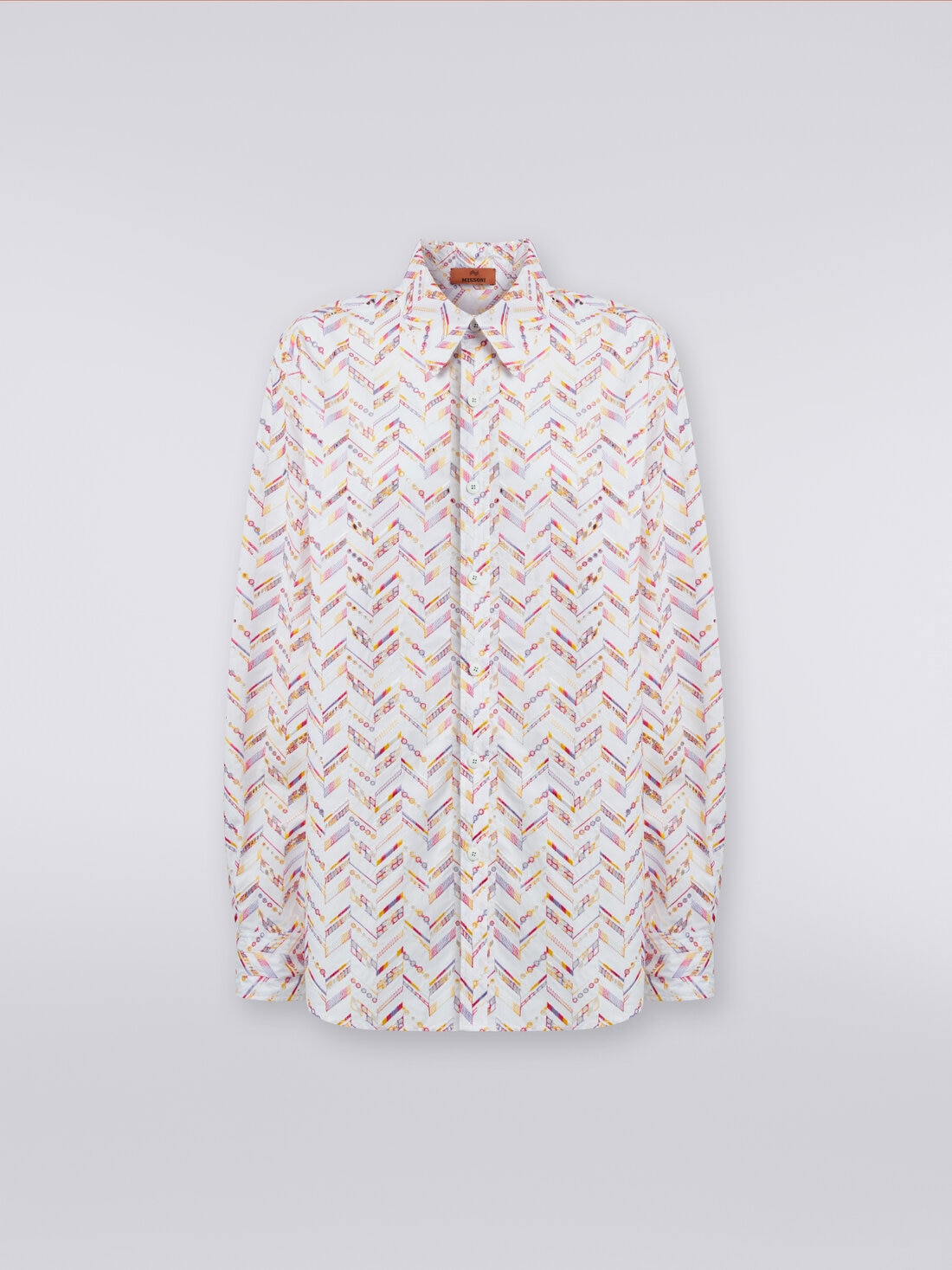 Cotton poplin shirt with eyelet lace, Multicoloured  - DS24SJ0EBW00SVSM9DW - 0