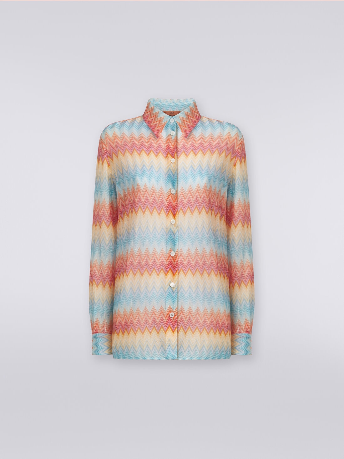 Viscose chevron knit shirt, Multicoloured  - DS24SJ0GBR00Y7S10AS - 0